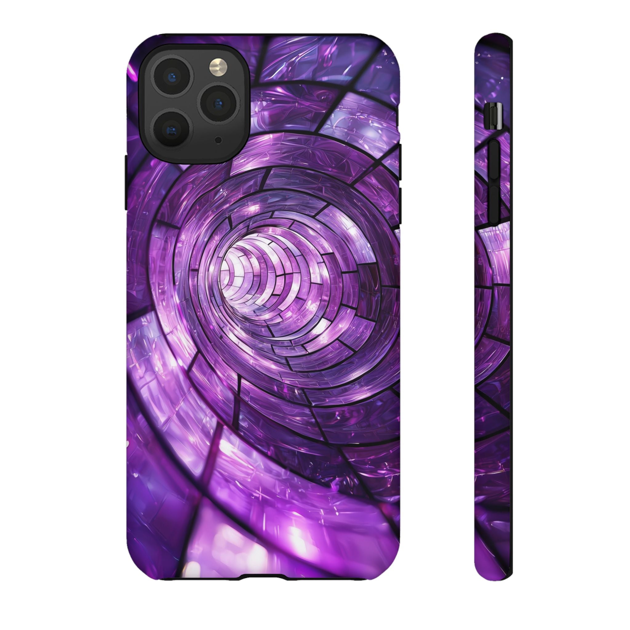 Purple Vortex Tough iPhone Case — Abstract Spiral Protective Cover