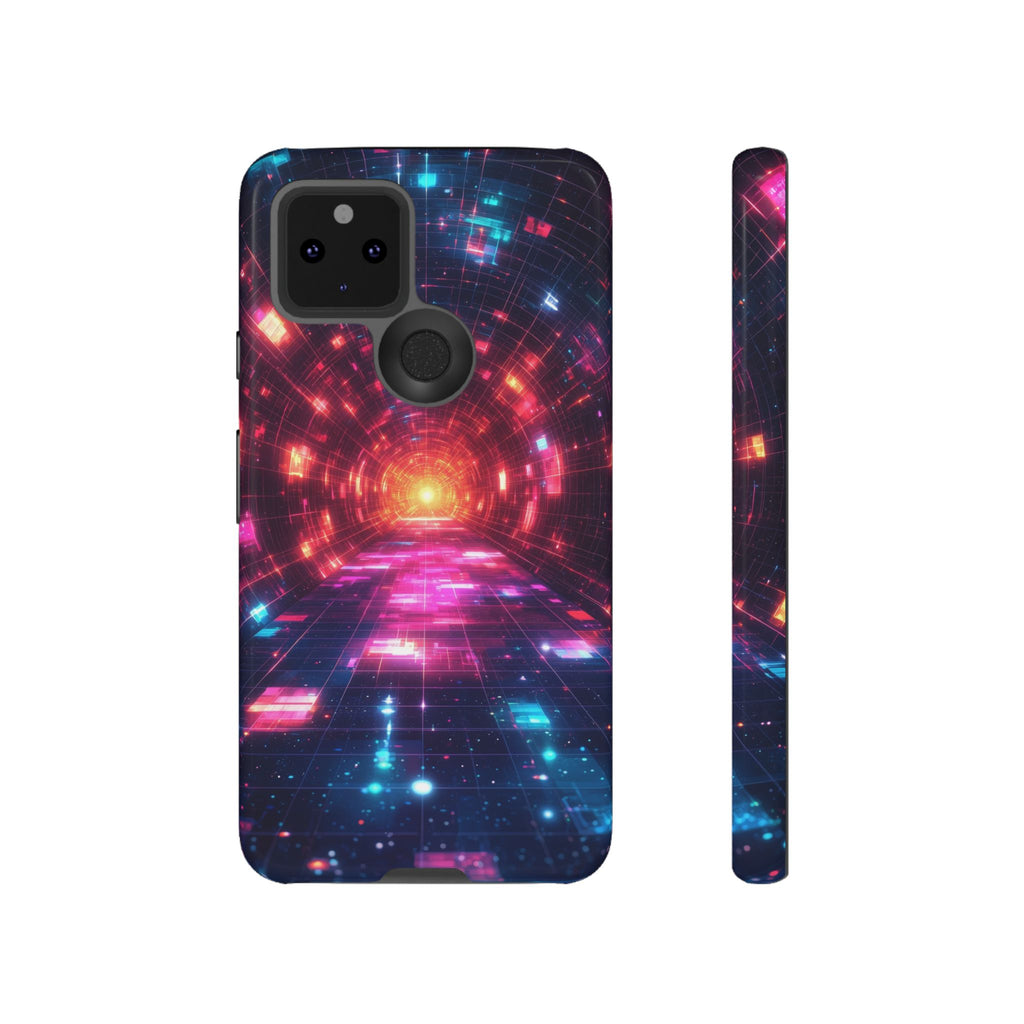 Neon Tunnel Tough Google Pixel Case — Retro Futuristic Galaxy Design