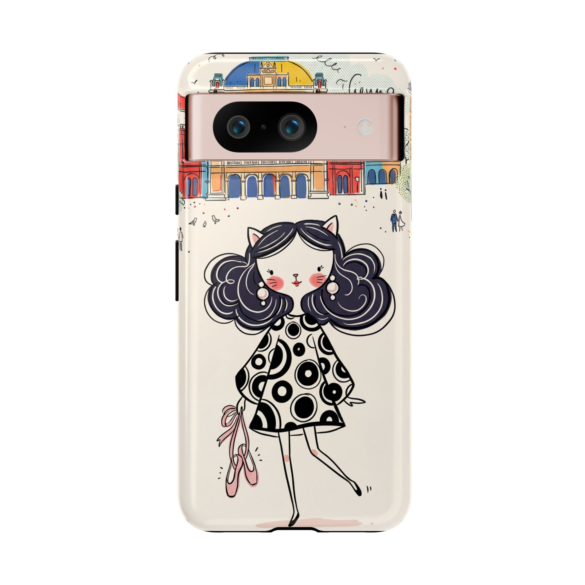 Cute Parisian Cat Girl Google Pixel Phone Case | Ballet Slippers Illustration Tough Case