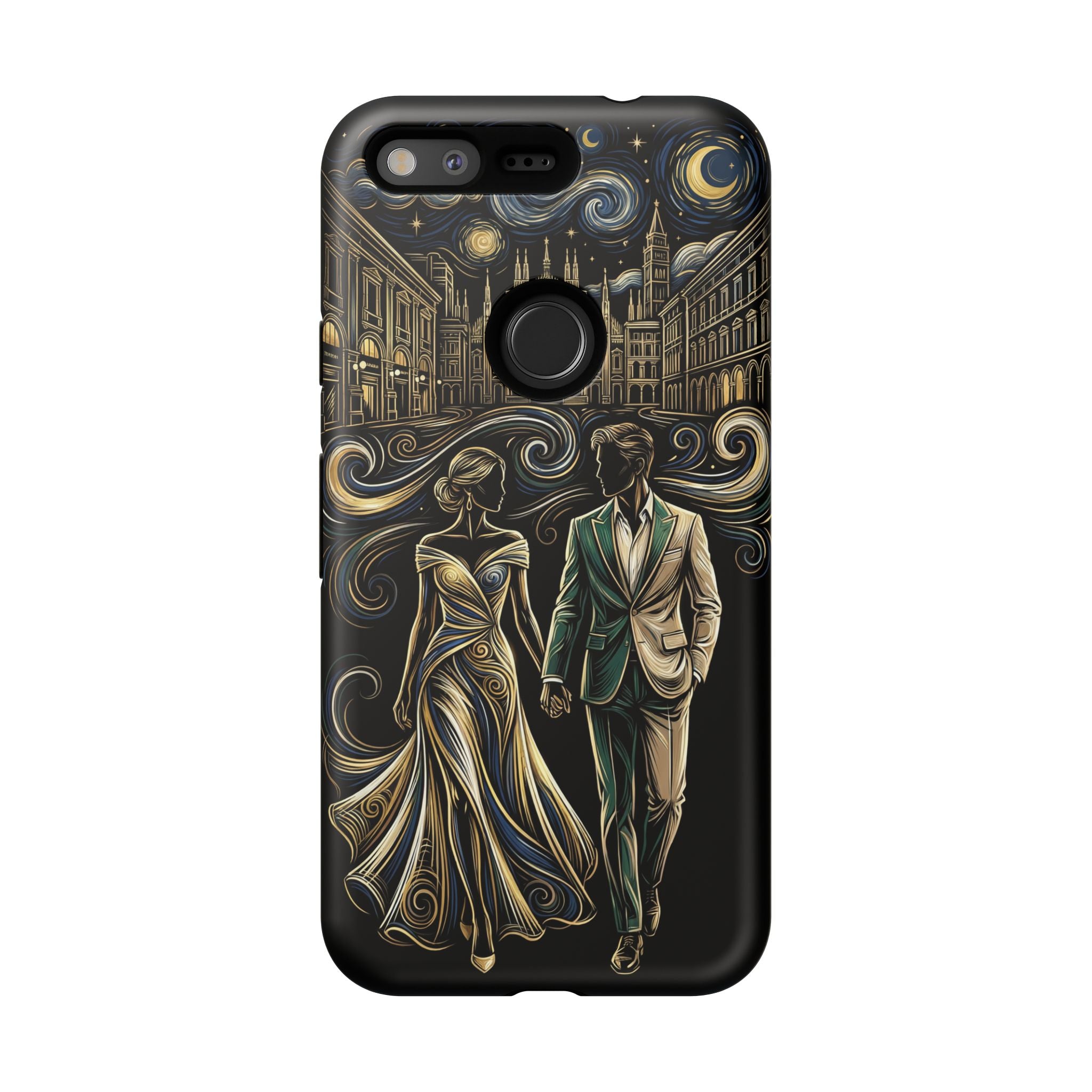 Romantic Night Walk Google Pixel Phone Case | Elegant Couple Art