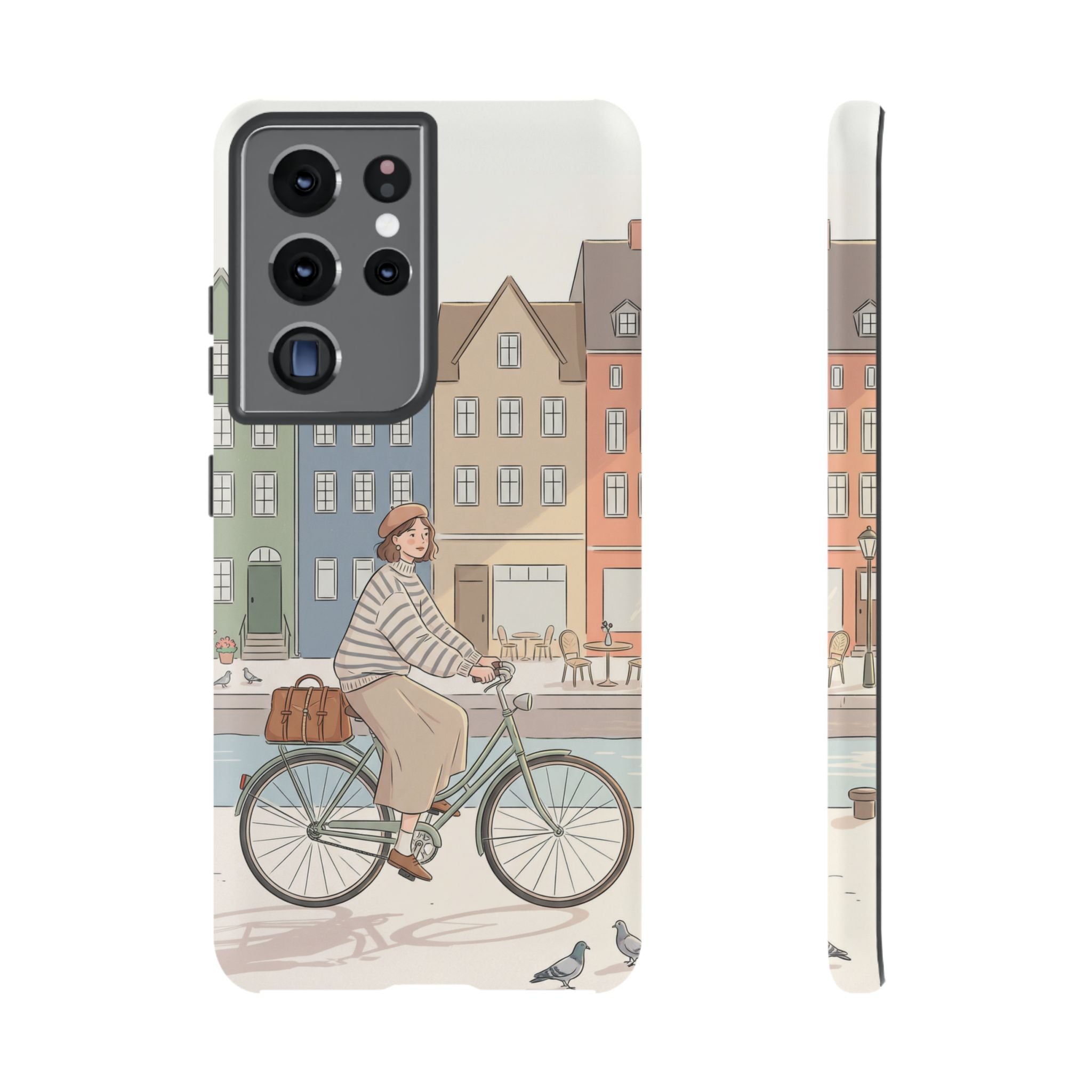 City Bike Samsung Galaxy Phone Case | Cozy European Street Illustration Tough Cases
