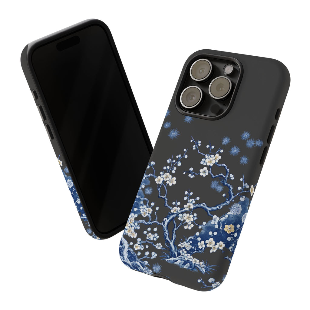 Blue Floral Cherry Blossom Tough iPhone Case