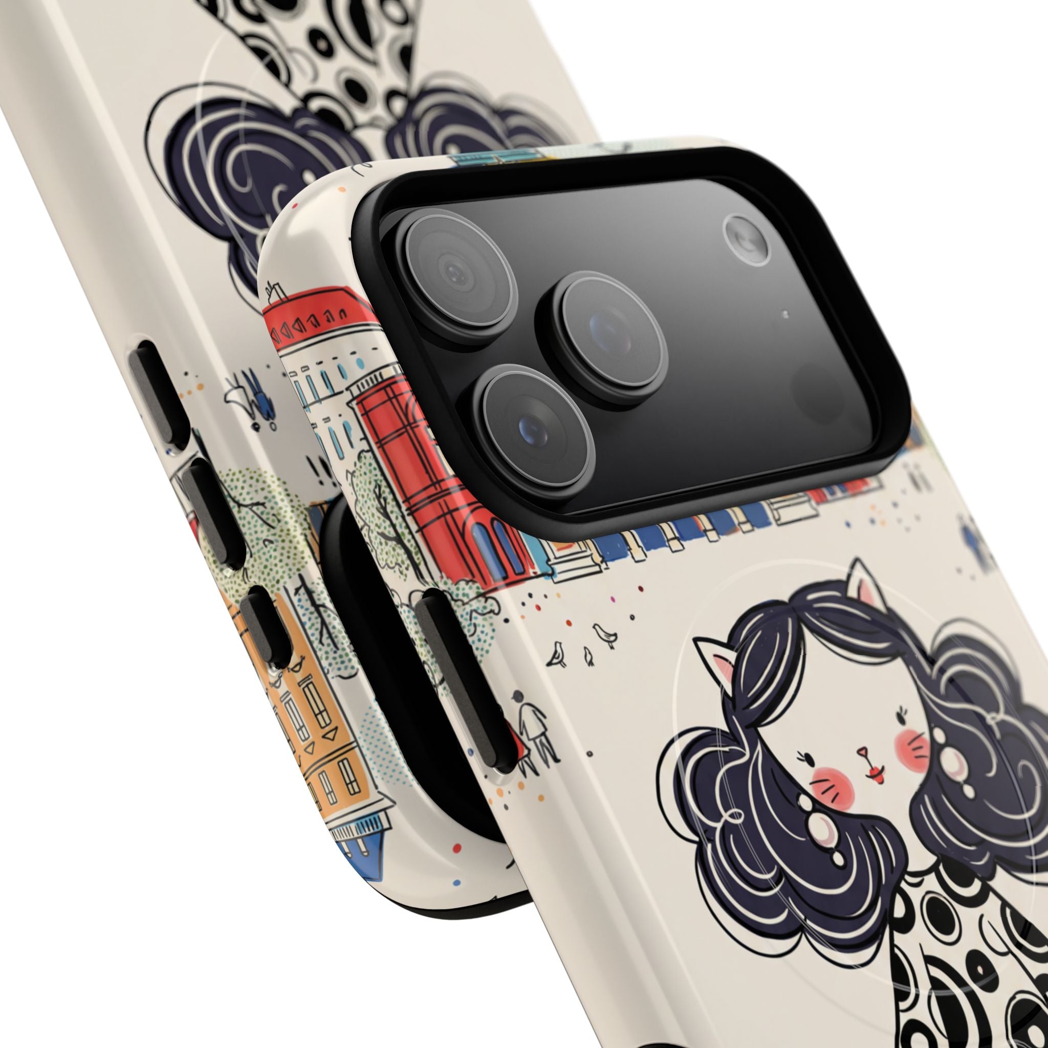 Cute Parisian Cat Girl MagSafe iPhone Case | Ballet Slippers Illustration Tough Case