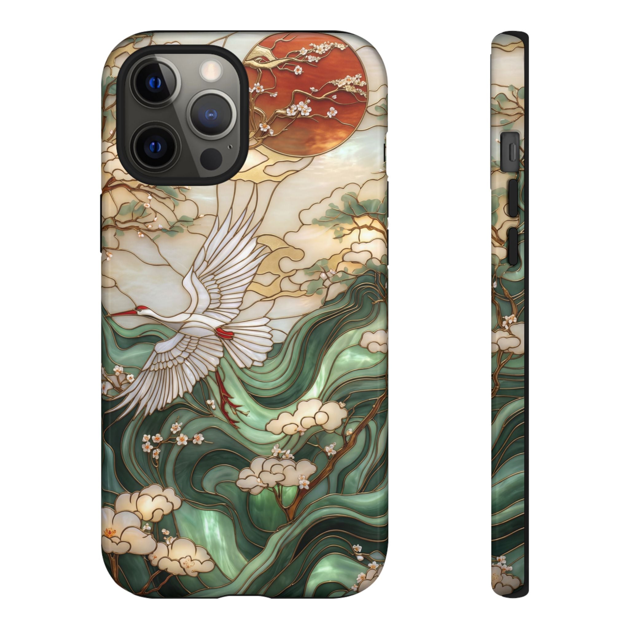 Cranes & Waves Protective iPhone Case | Japanese-Inspired Art Phone Cover