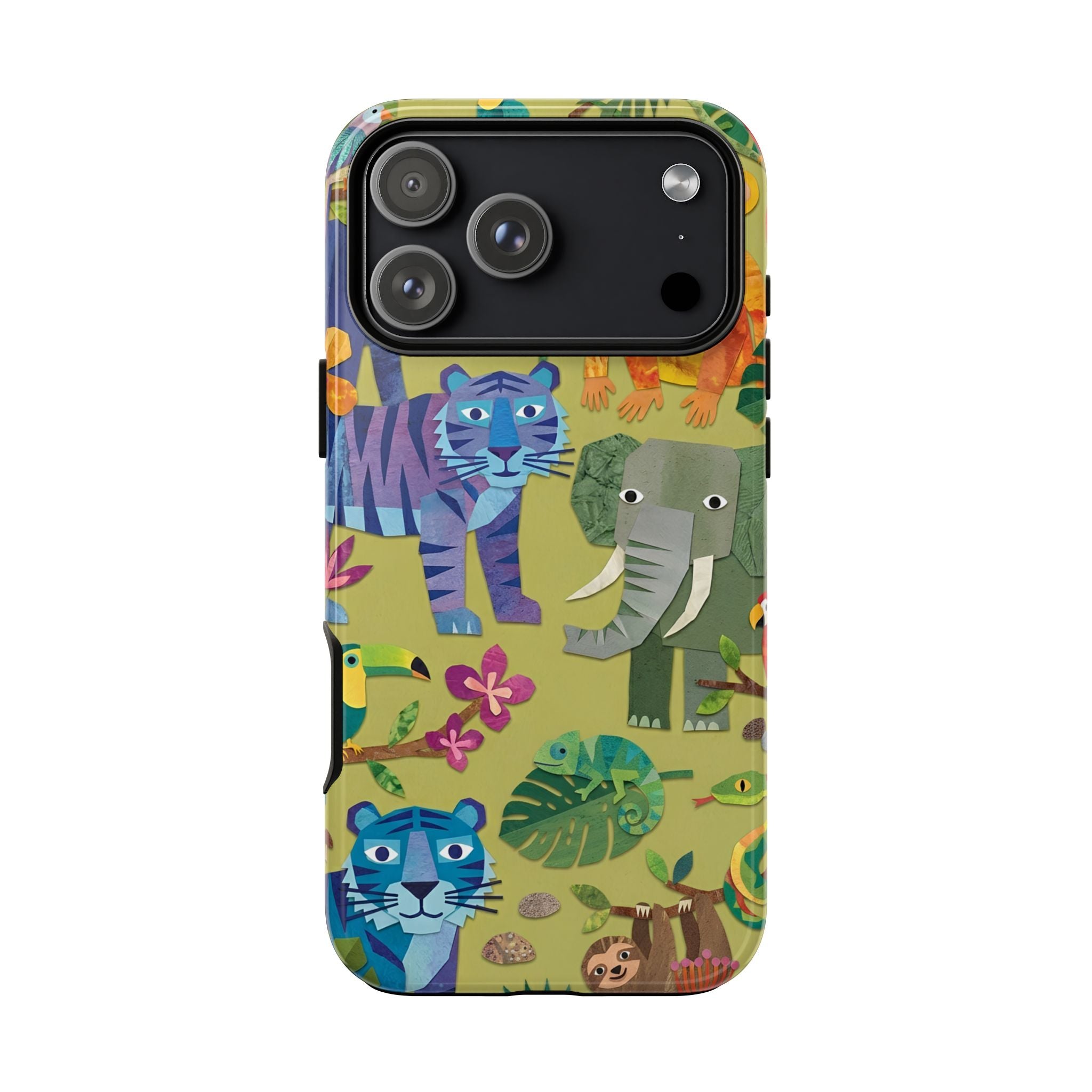 Jungle Animals Tough iPhone Case | Colorful Tiger, Elephant & Monkey Protective Cover