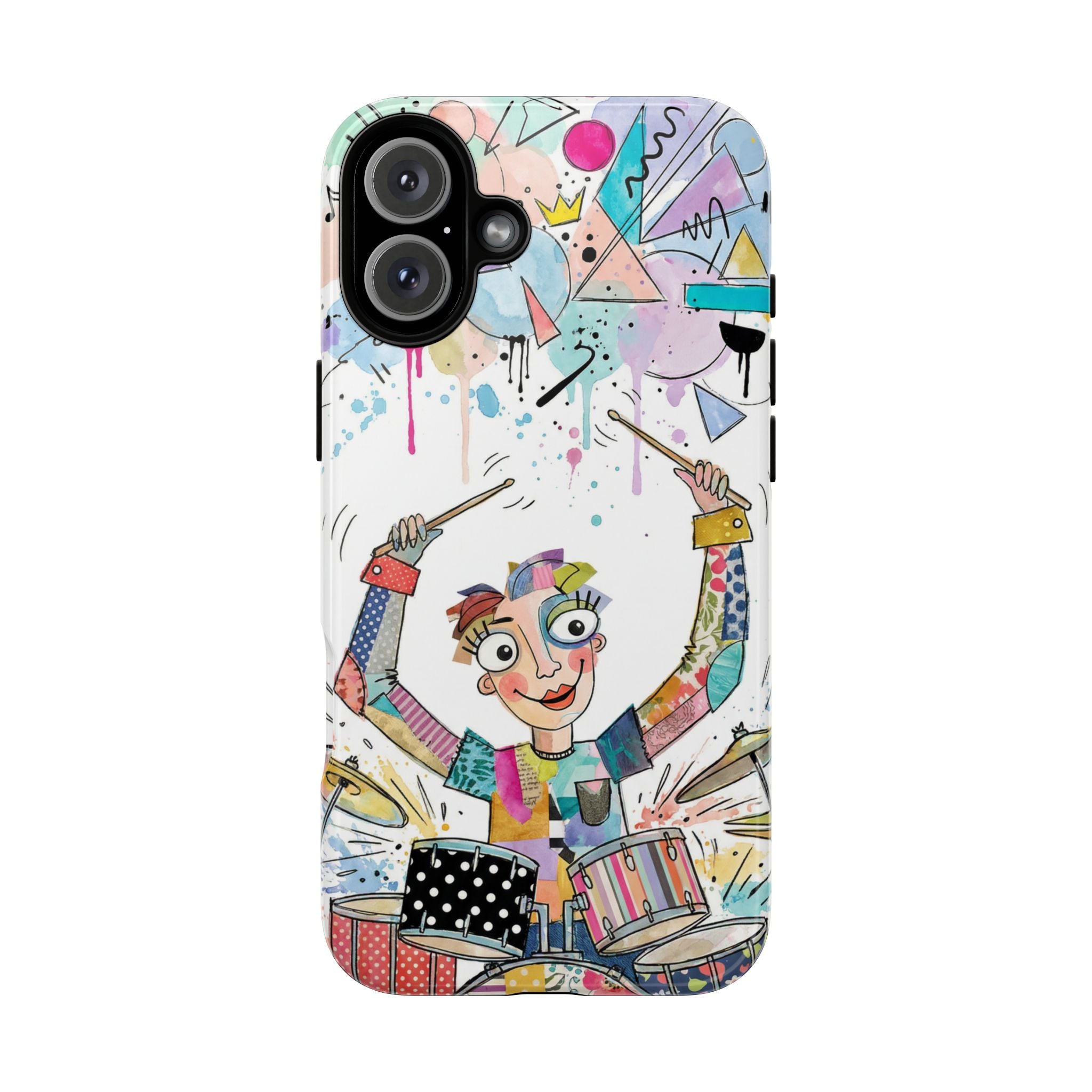 Drummer Boy iPhone Case | Colorful Cartoon Drum Kit Protective Cover