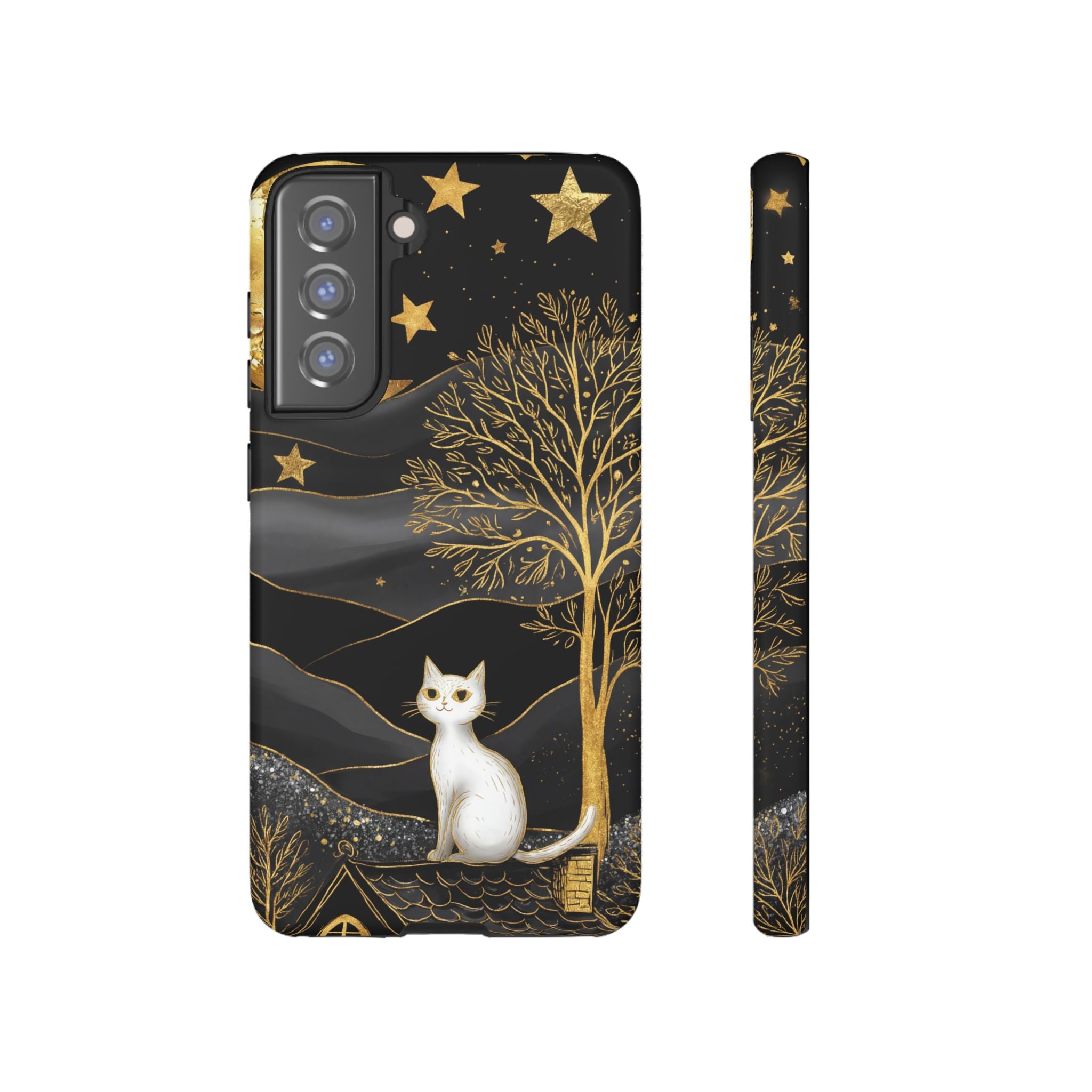 Gold Moon & Celestial Cat Samsung Galaxy Case