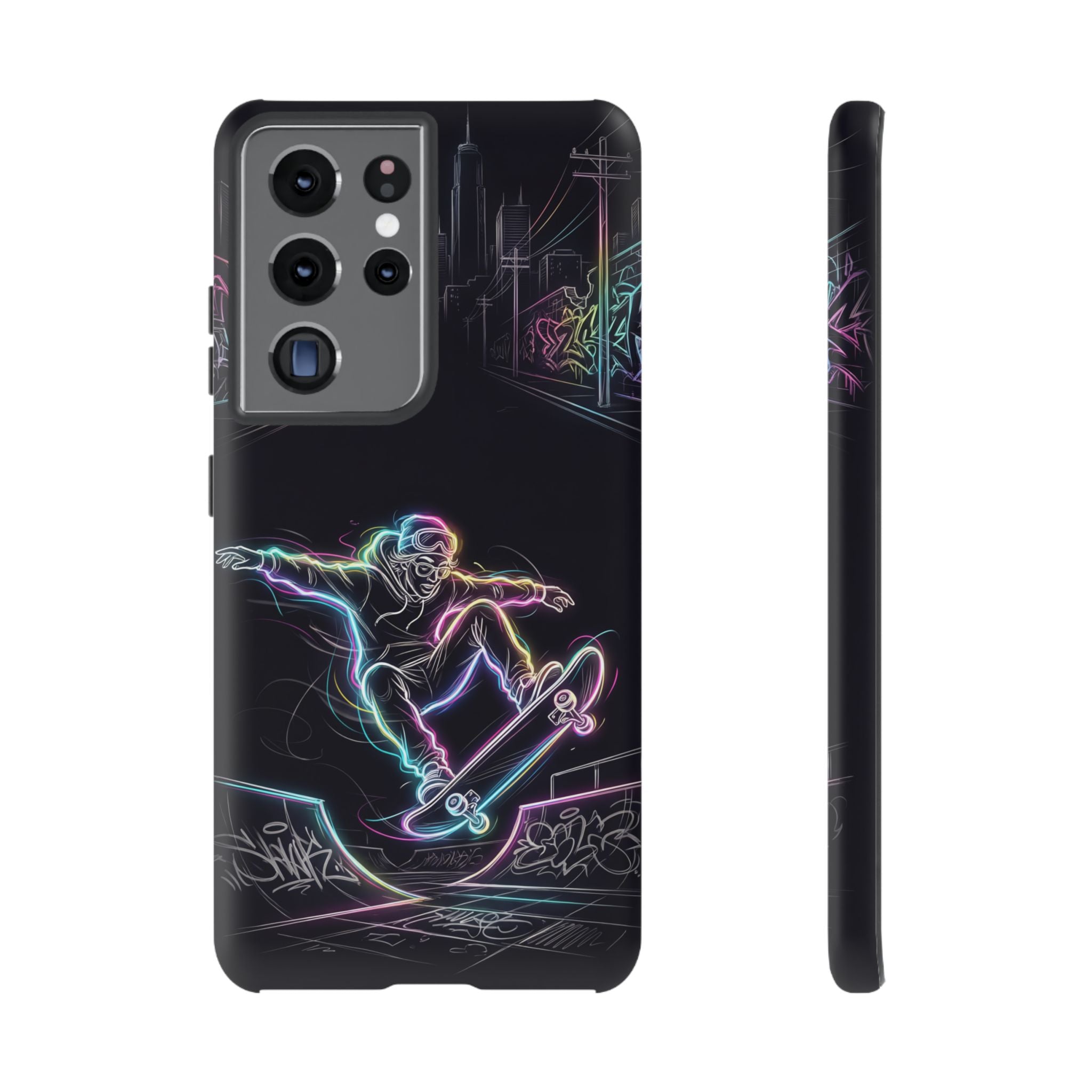 Neon Skateboard Samsung Galaxy Phone Case | Glow Skatepark Protective Cover