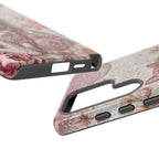 Custodia per telefono Samsung Galaxy con gatto floreale vintage | Cover per telefono con luna rosa e rose