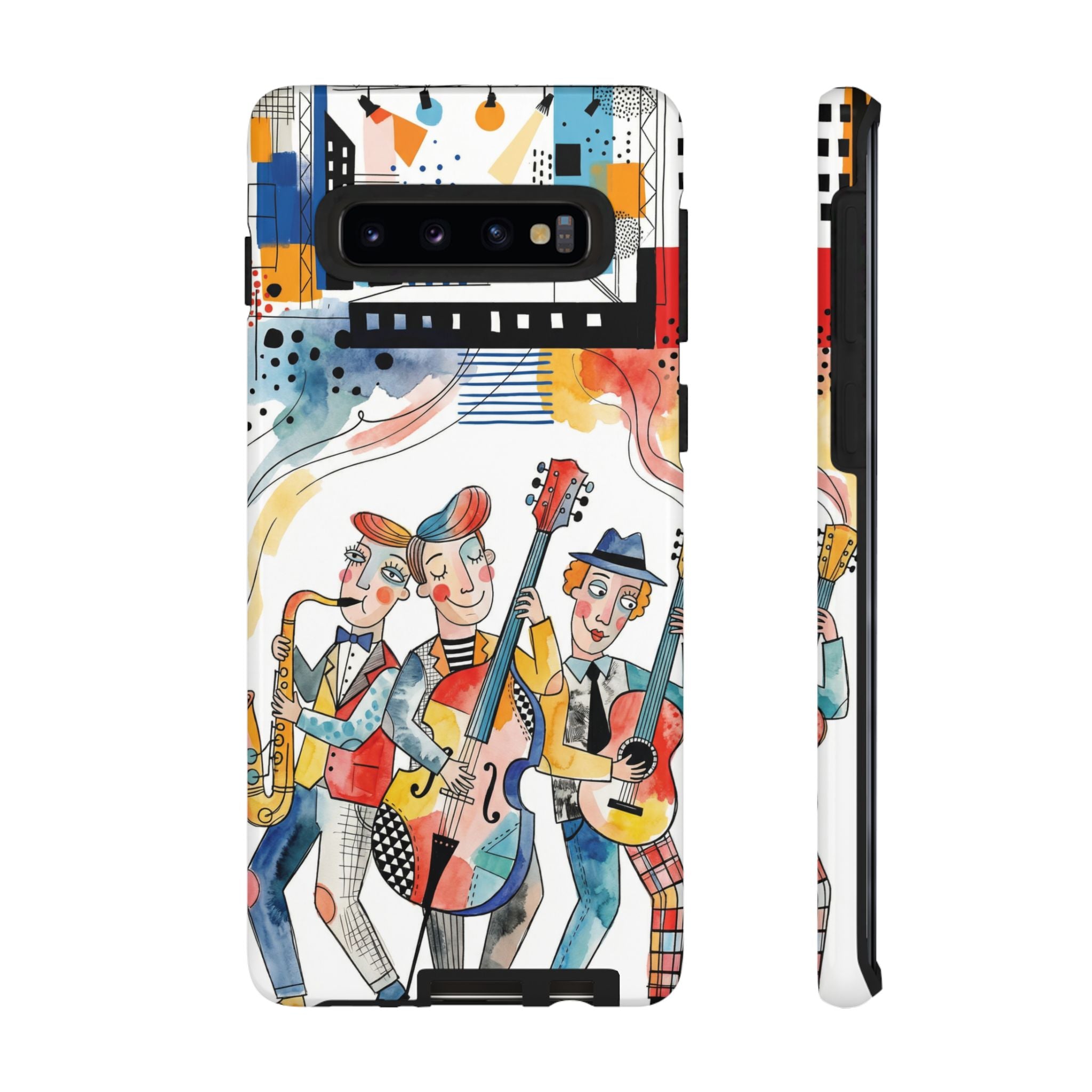 Musical Trio Illustrated Samsung Galaxy Phone Case | Colorful Jazz Band Art Phone Cover