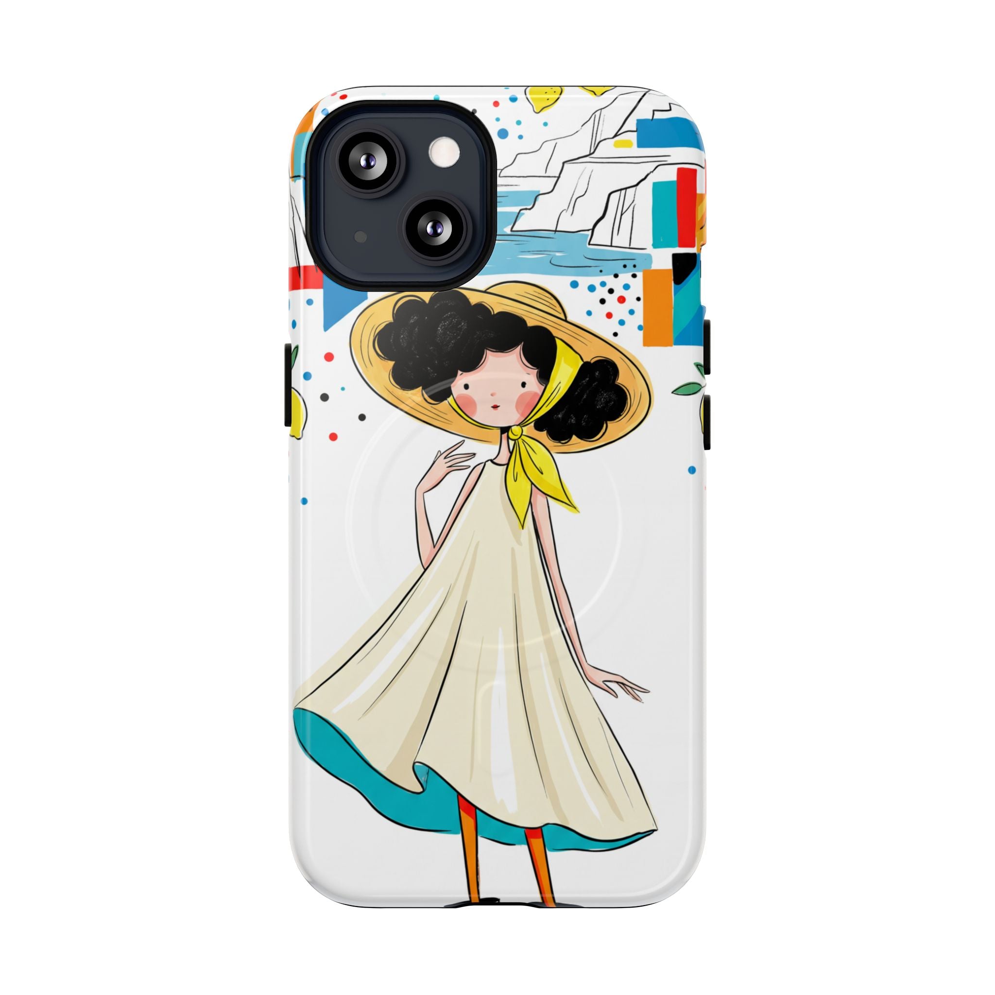 Cute Summer Girl MagSafe iPhone Case | Whimsical Coastal Illustration Protective Case