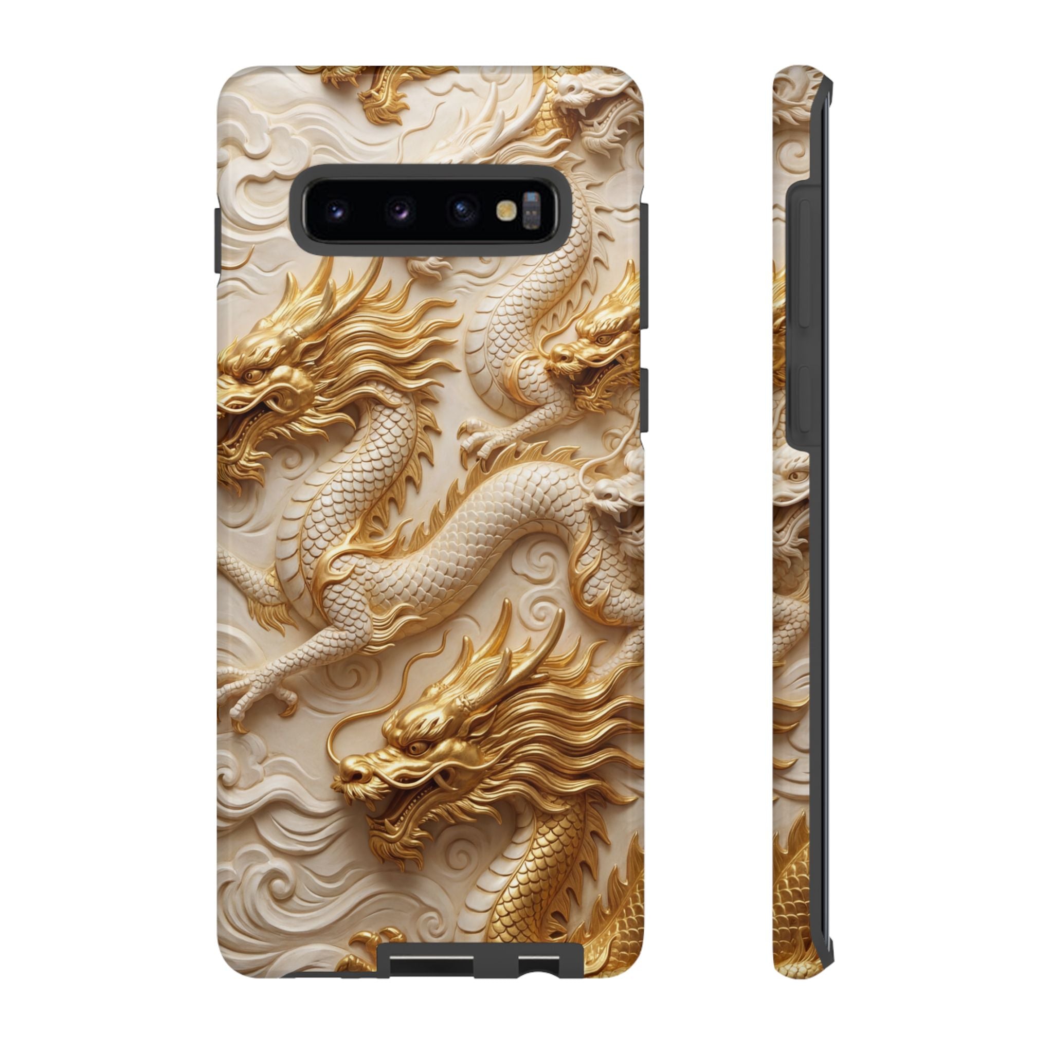 Dragon Relief Samsung Galaxy Case — Gold Carved Dragon Protective Cover