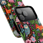 Floral Woodland MagSafe iPhone Case | Colourful Fox & Owl Protective Cover