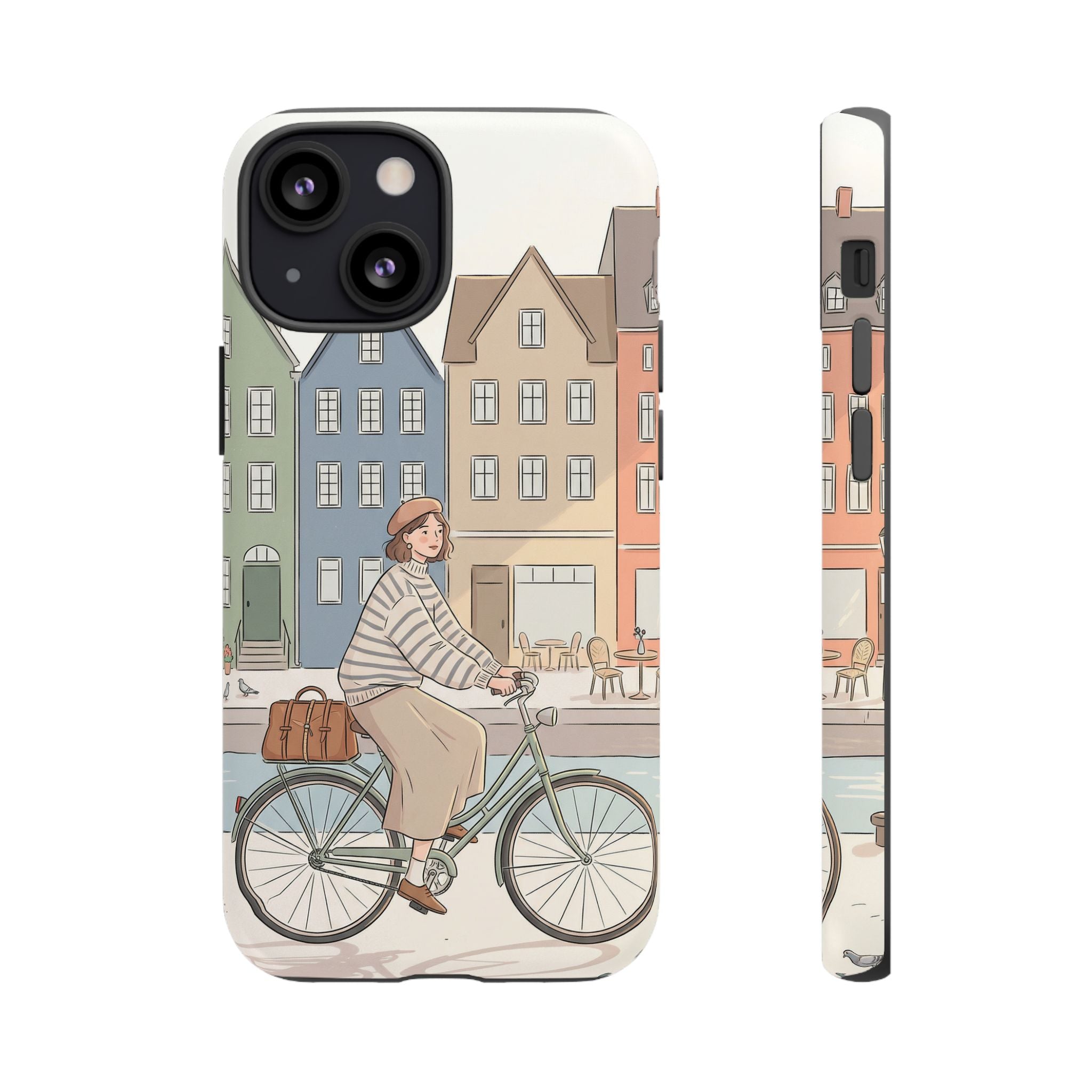 City Bike iPhone Case | Cozy European Street Illustration Tough Cases