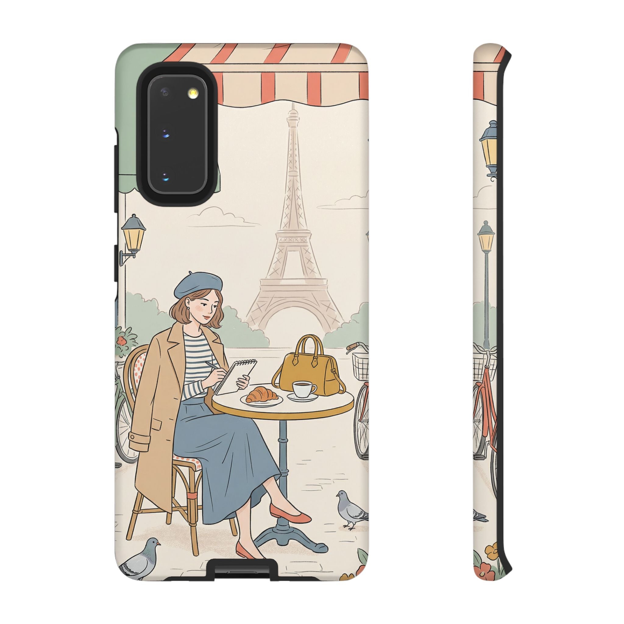 Paris Cafe Samsung Galaxy Phone Case | Cute Vintage Eiffel Tower Travel