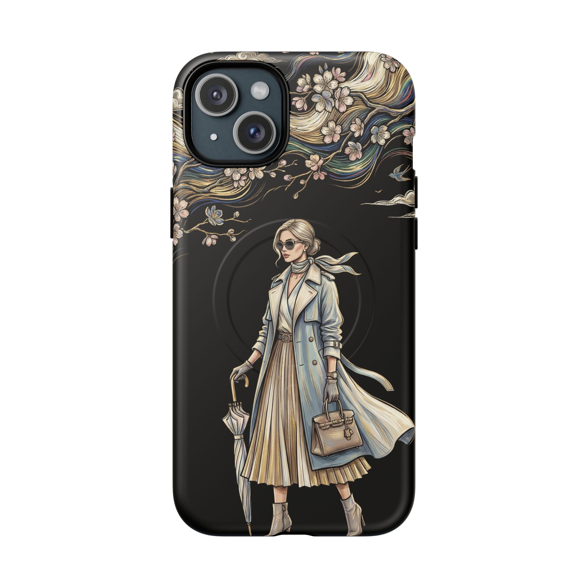 Vintage Chic MagSafe iPhone Case | Stylish Woman Illustration