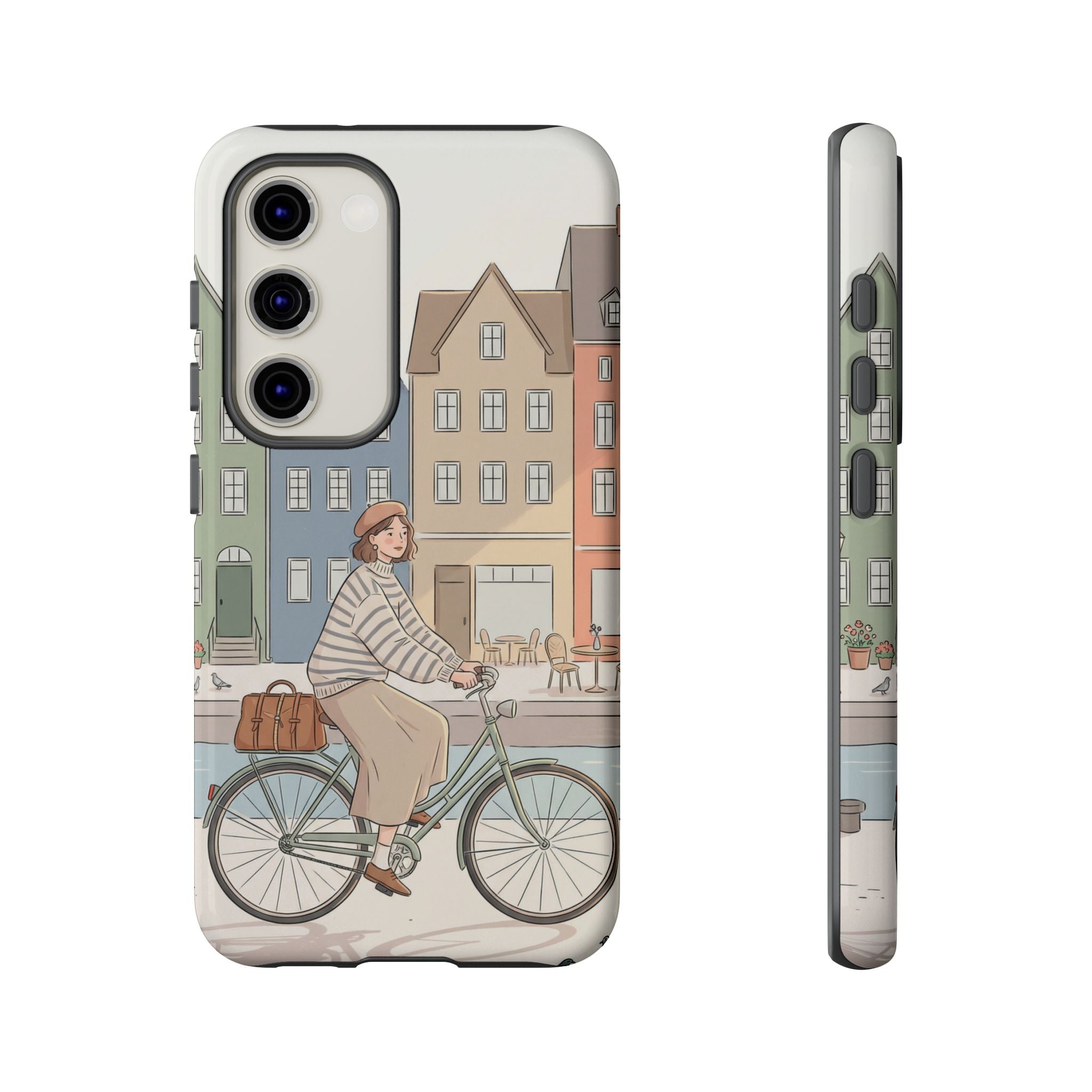 City Bike Samsung Galaxy Phone Case | Cozy European Street Illustration Tough Cases