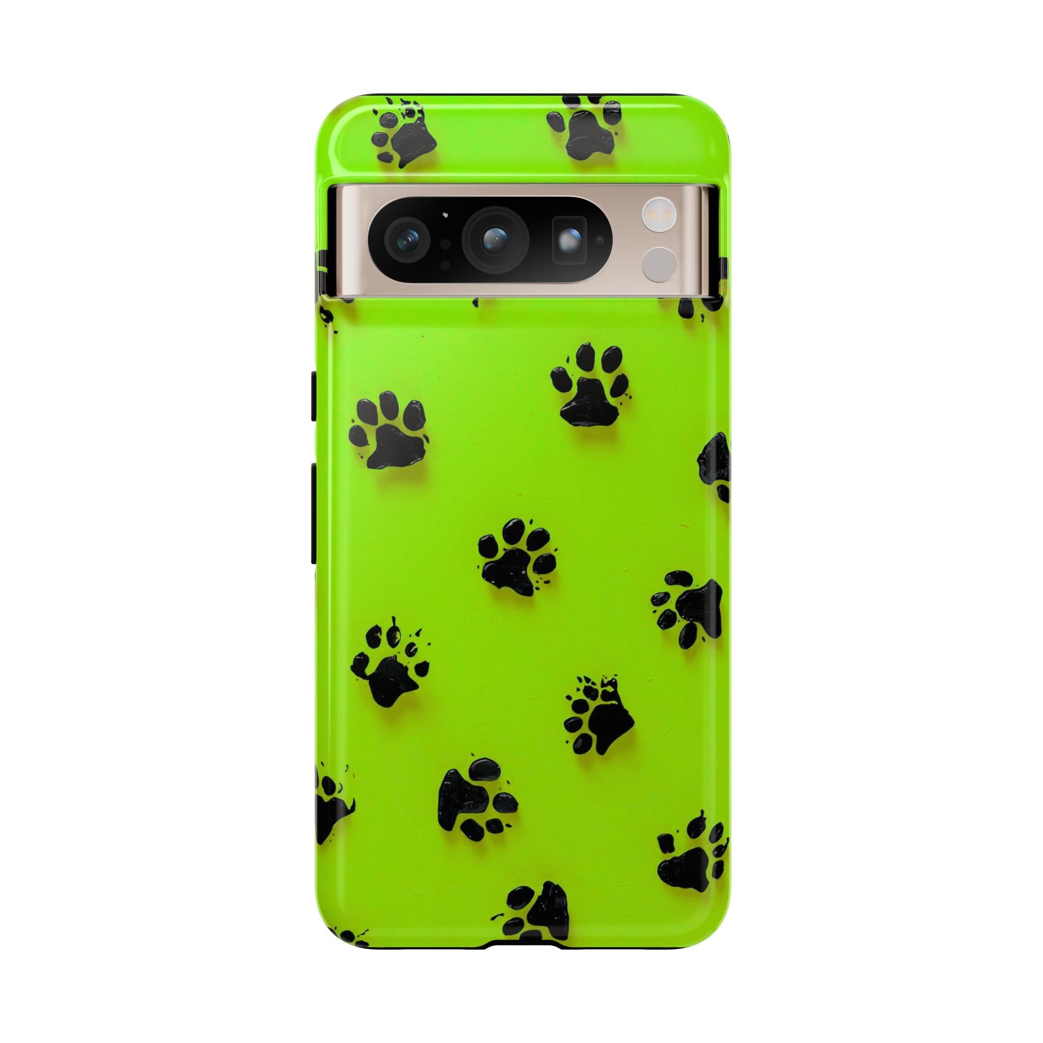Neon Paw Print Tough Google Pixel Case — Shockproof Pet Lover iPhone Cover