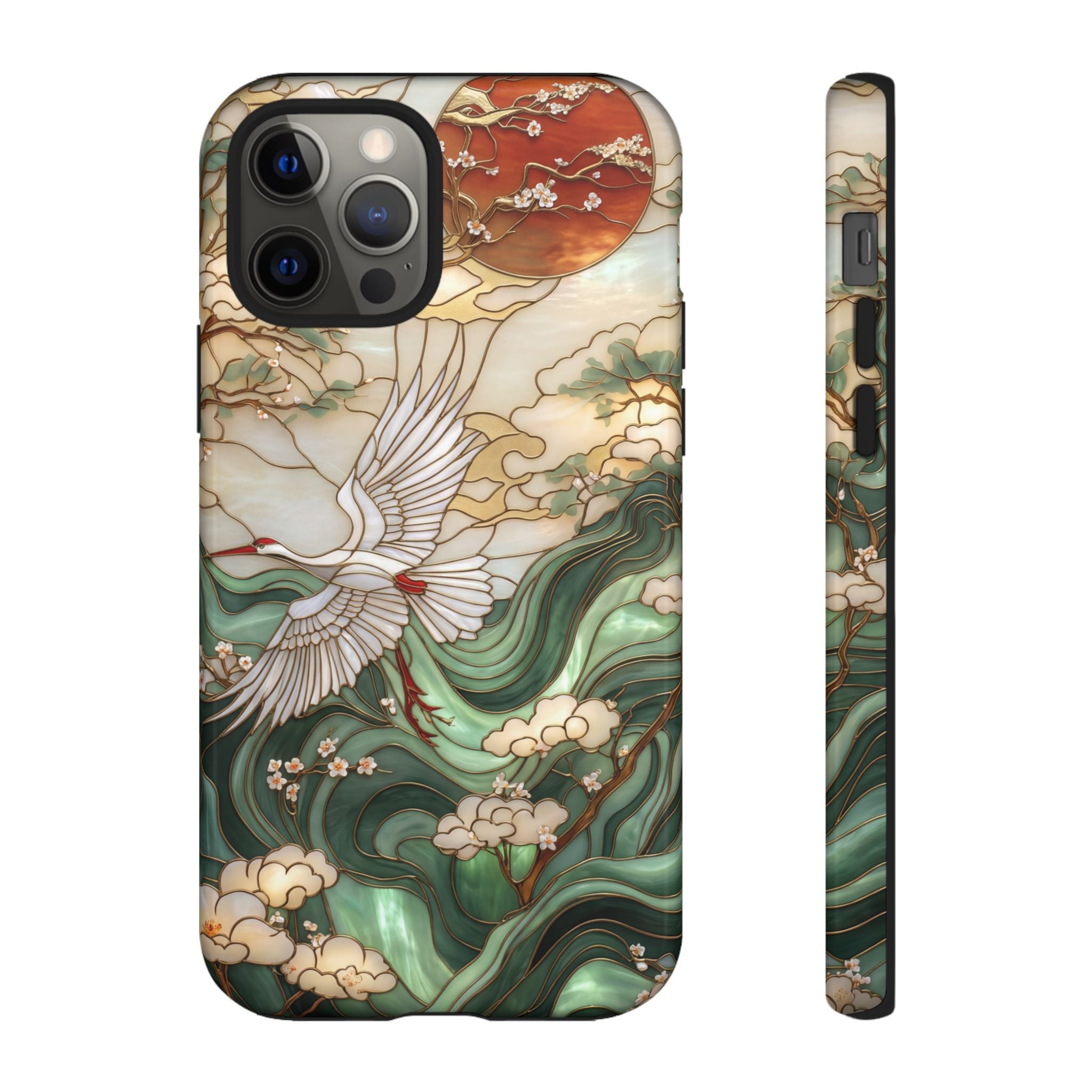 Cranes & Waves Protective iPhone Case | Japanese-Inspired Art Phone Cover