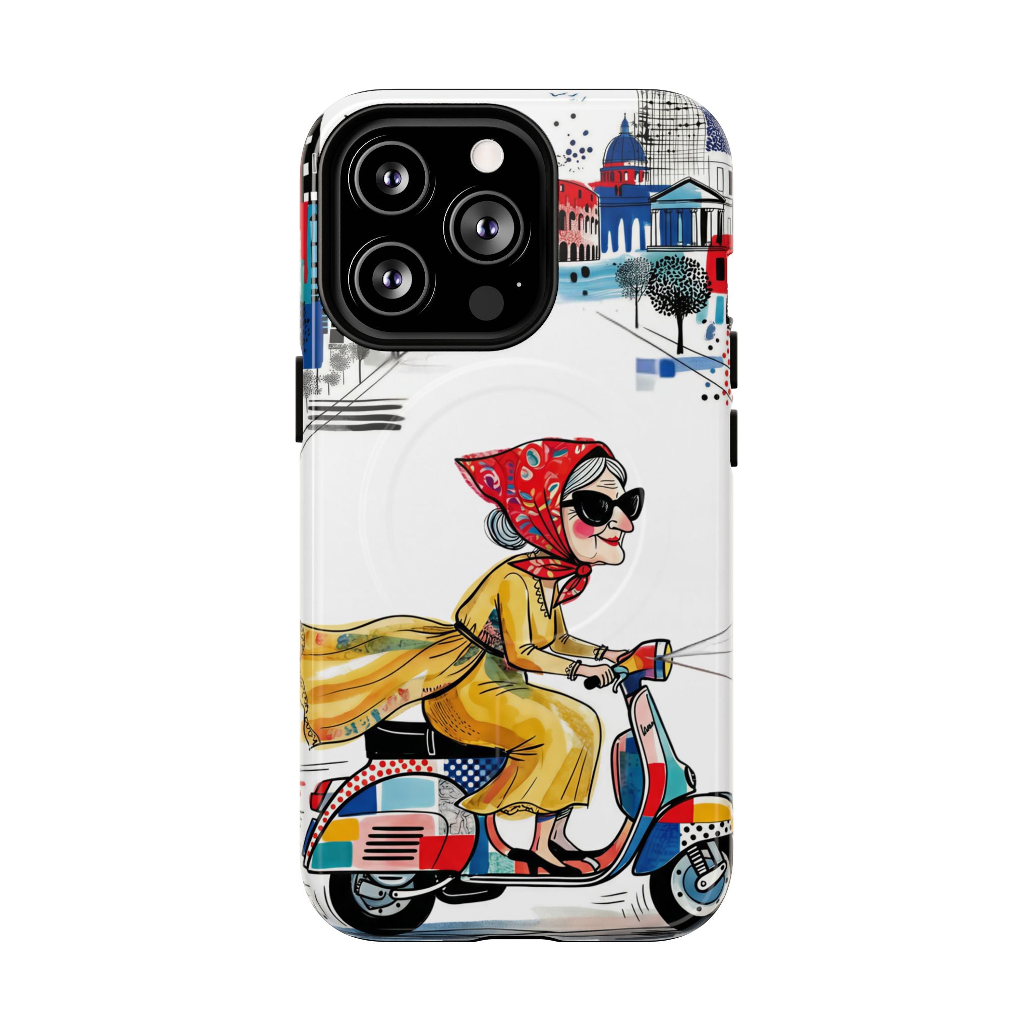 Vintage Vespa Granny MagSafe iPhone Case | Retro Scooter Travel iPhone Cover