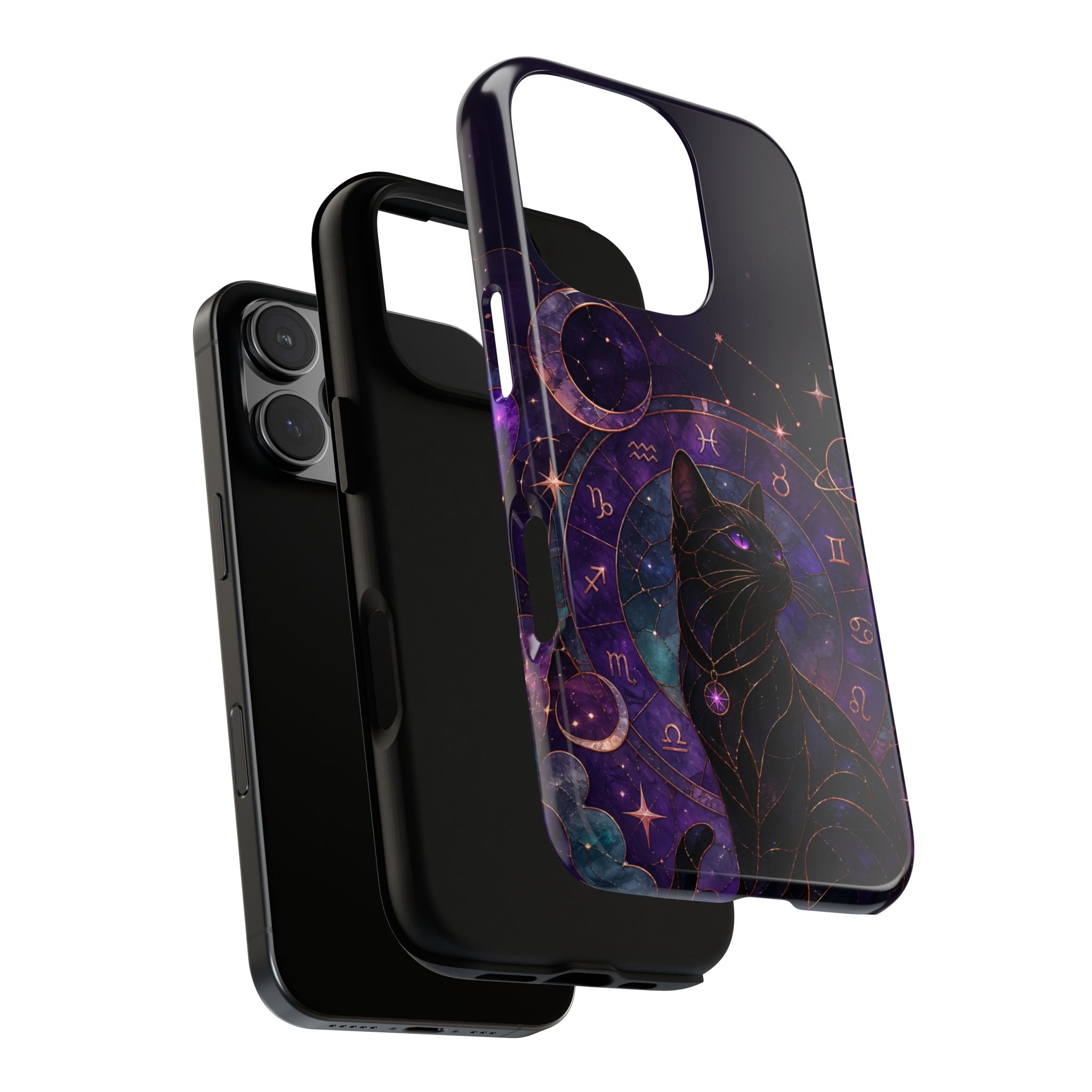 Black Cat Astrology iPhone Case | Zodiac Galaxy iPhone Case