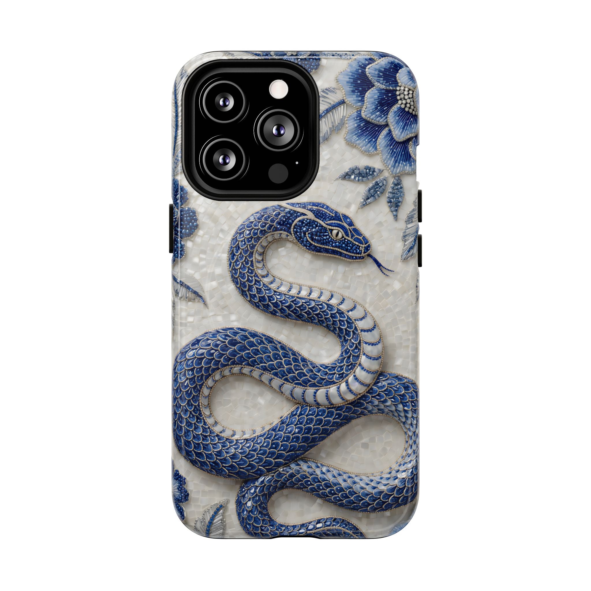 Asian Zodiac Snake MagSafe iPhone Case | Blue & White Porcelain Slim Shockproof Case | Year of the Snake