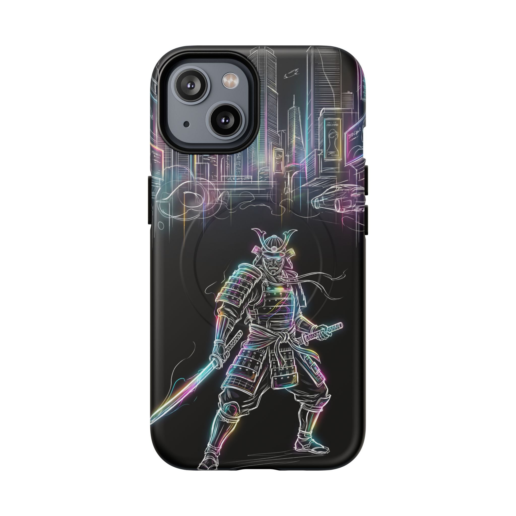 Neon Samurai MagSafe iPhone Case | Cyberpunk City Armor
