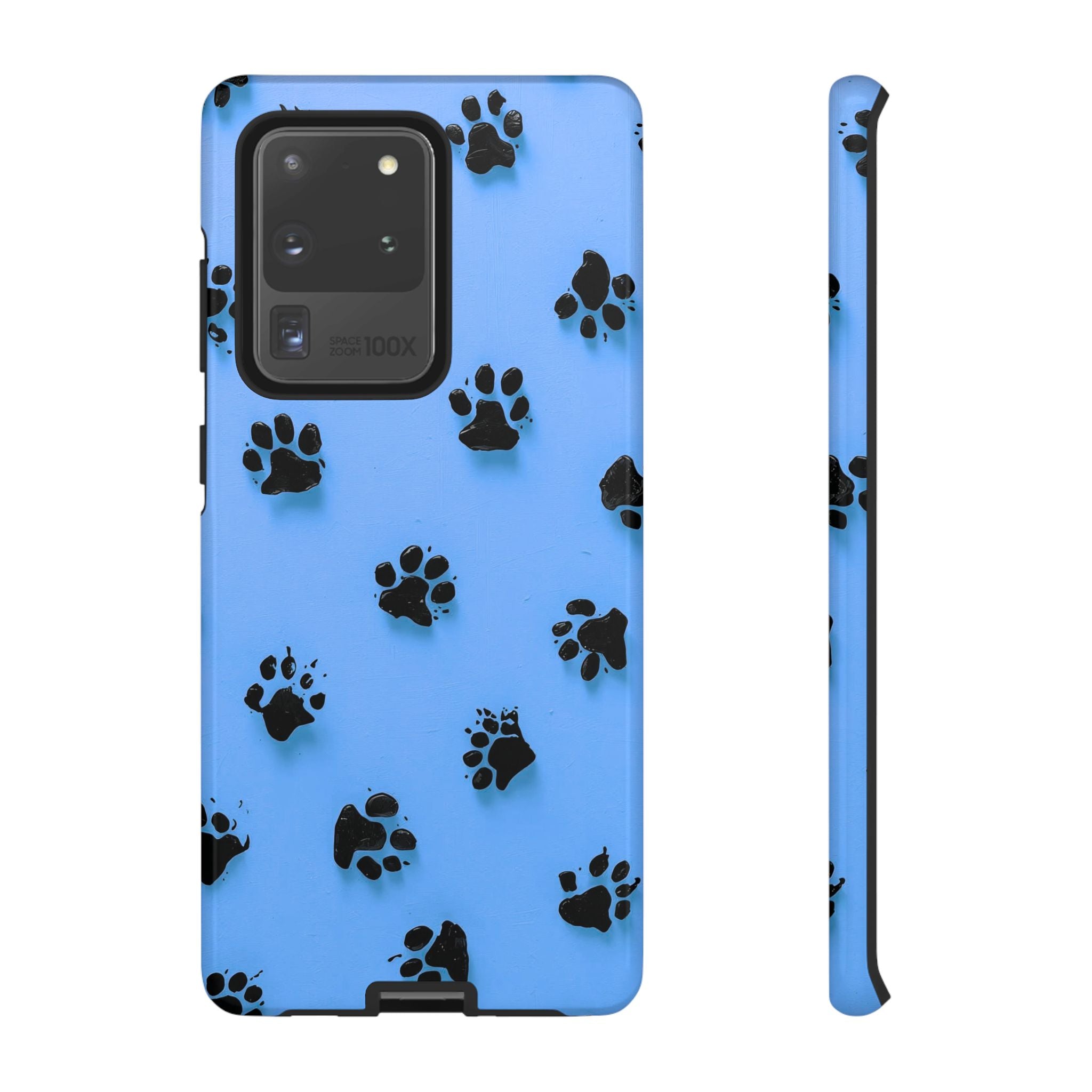 Blue Paw Print Tough Samsung Galaxy Case — Protective Dog & Cat Lover Cover