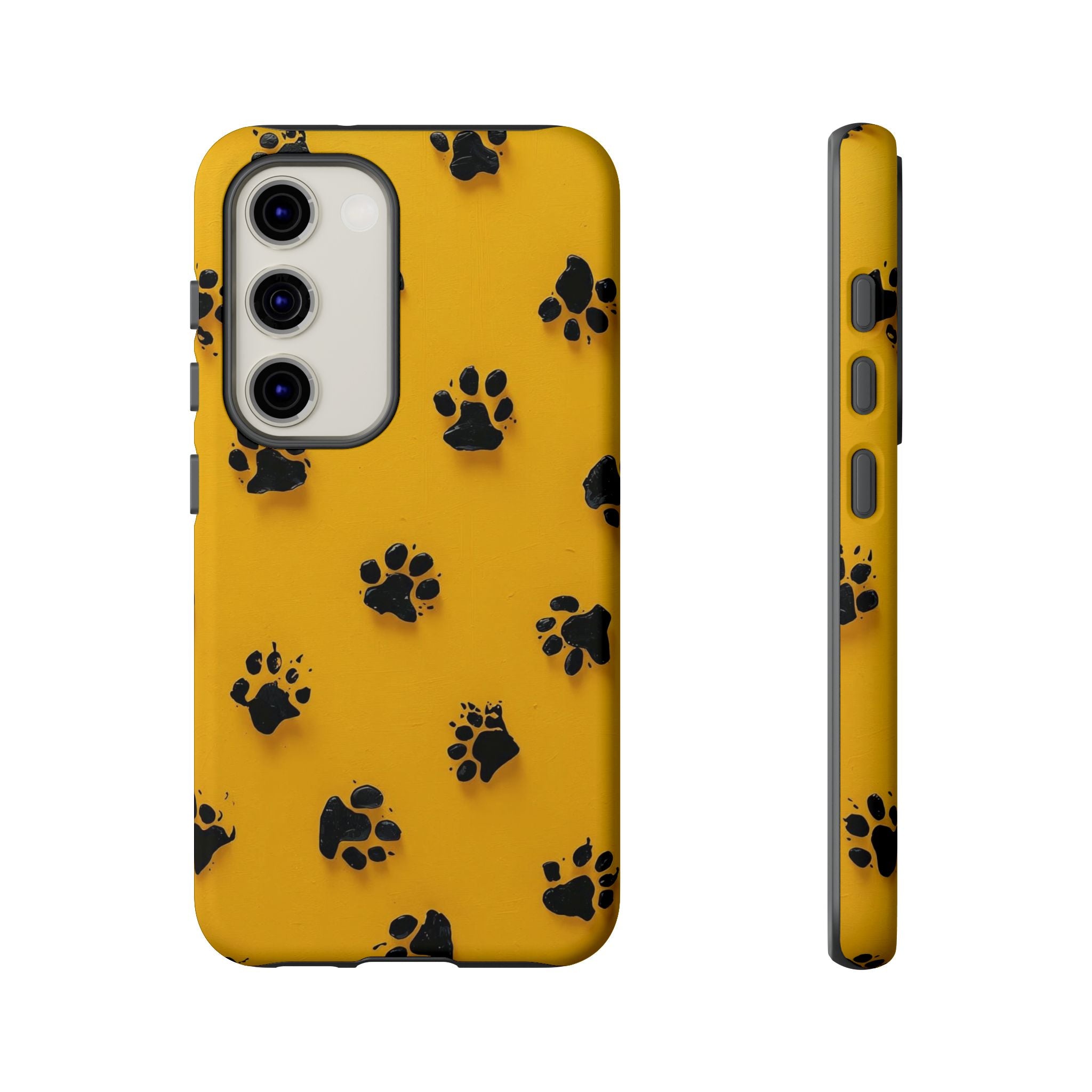 Yellow Paw Print Tough Samsung Galaxy Case — Protective Dog & Cat Lover Cover