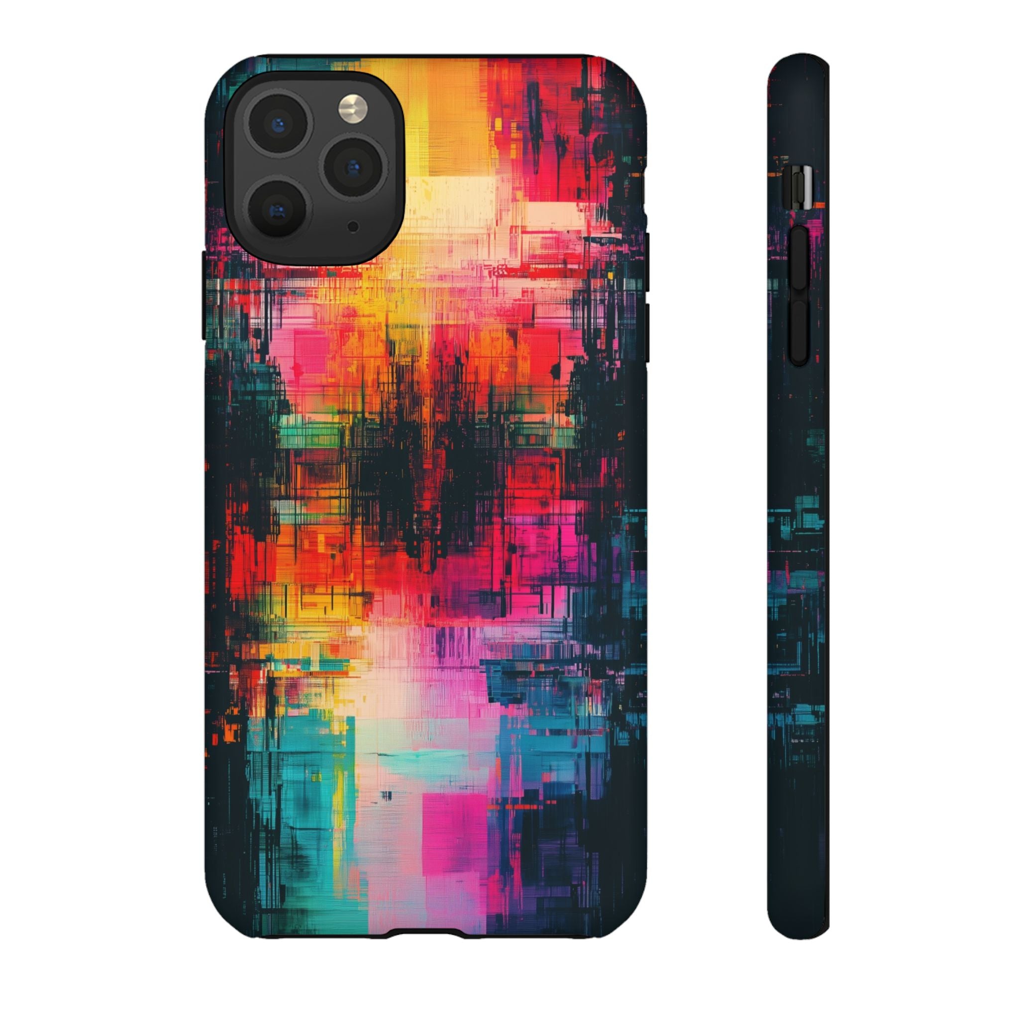 Abstract Neon Glitch Art Tough iPhone Case