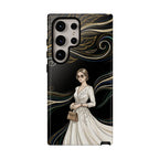 Elegant Woman Illustration Samsung Galaxy Phone Case | Vintage Bride in Flowing Gown