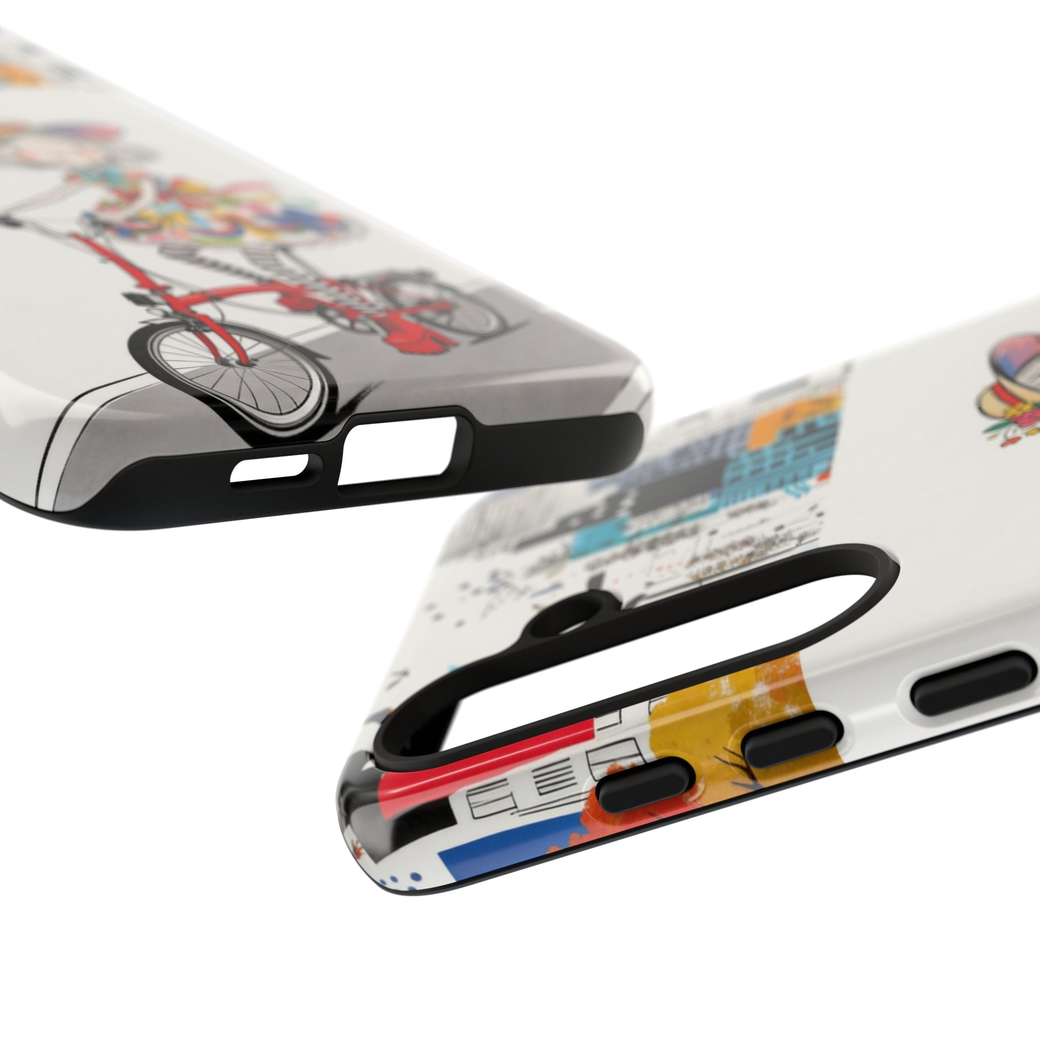 Whimsical Girl on Brompton Bicycle Urban Illustration Samsung Galaxy Phone Case