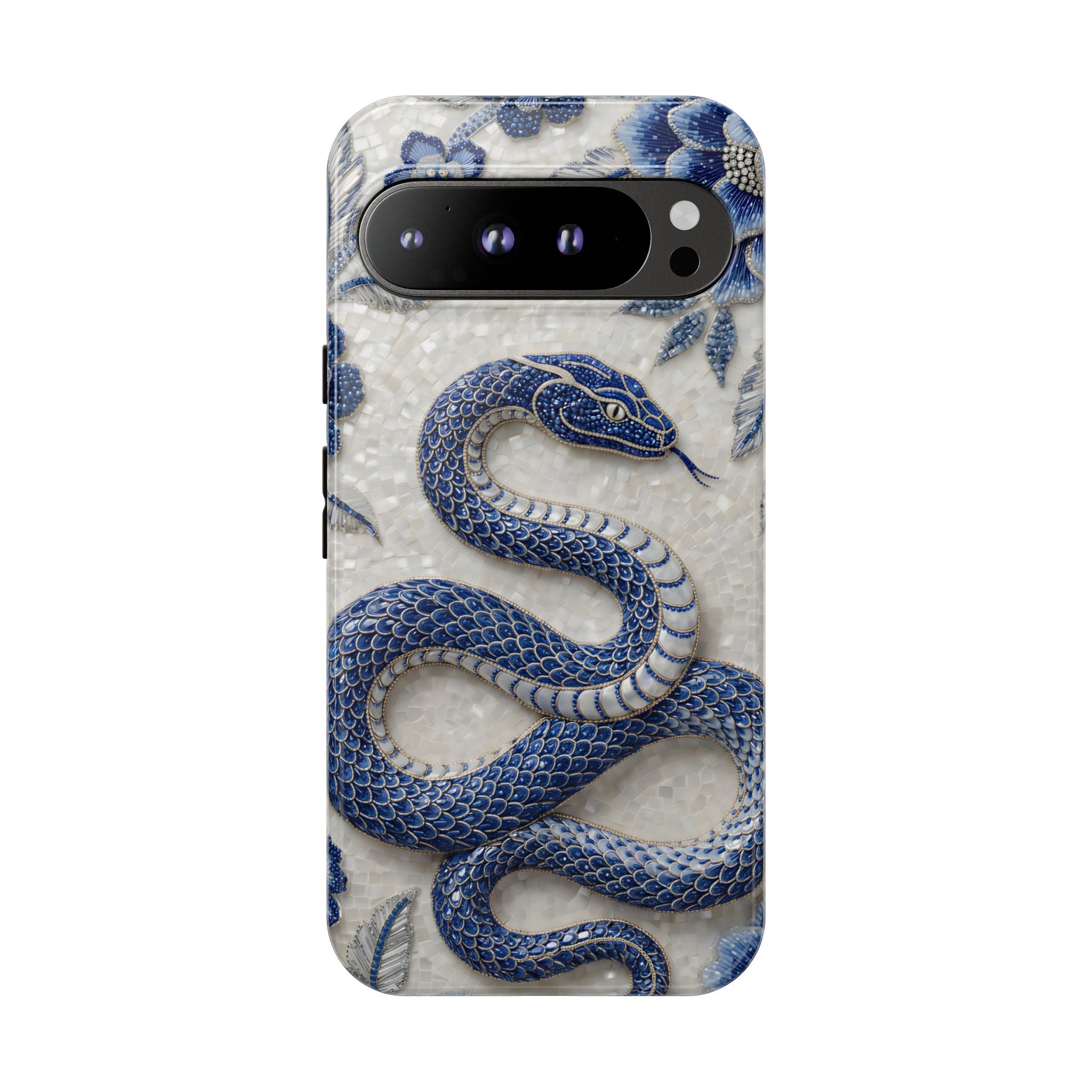 Asian Zodiac Snake Google Pixel Phone Case | Blue & White Porcelain Slim Shockproof Case | Year of the Snake