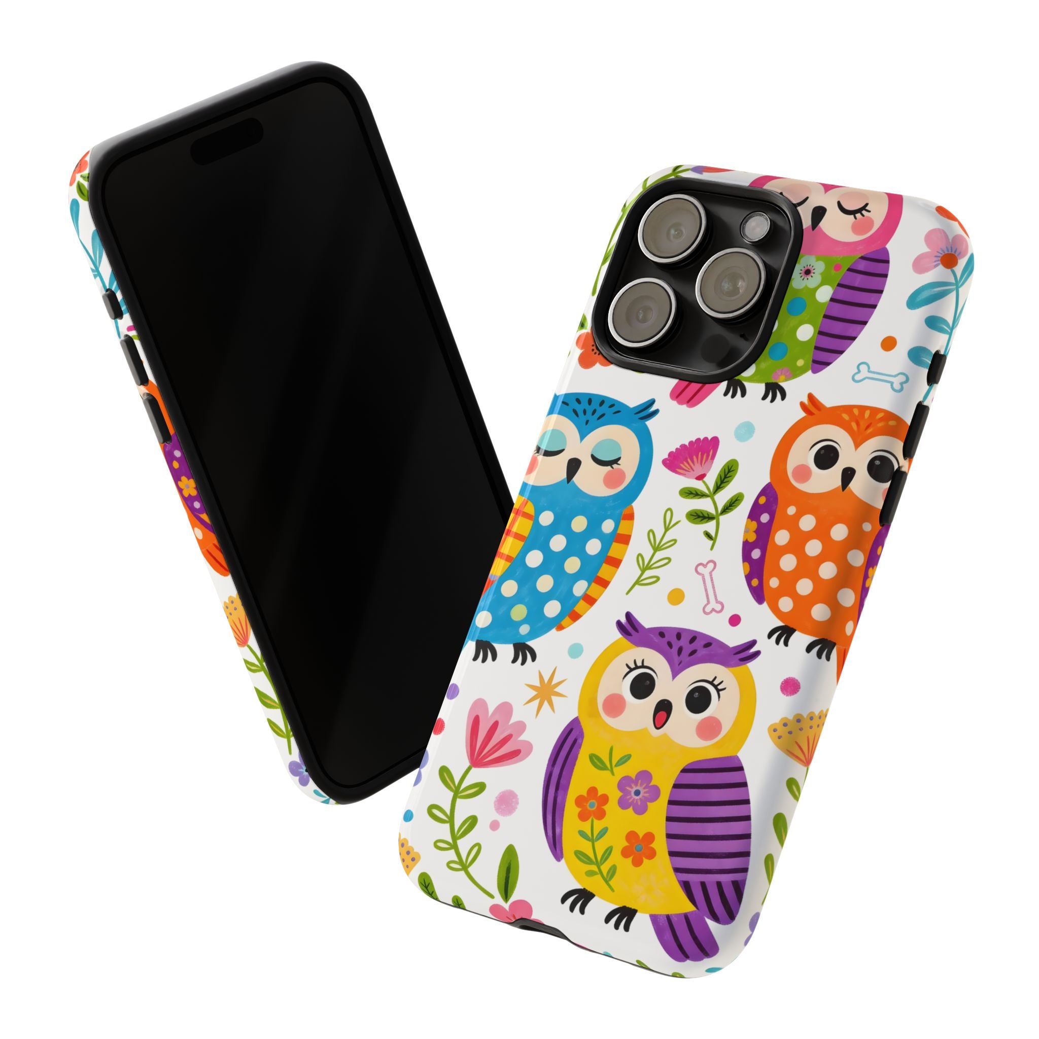 Cute Colorful Owls iPhone Case | Cute Owl Pattern Tough Case
