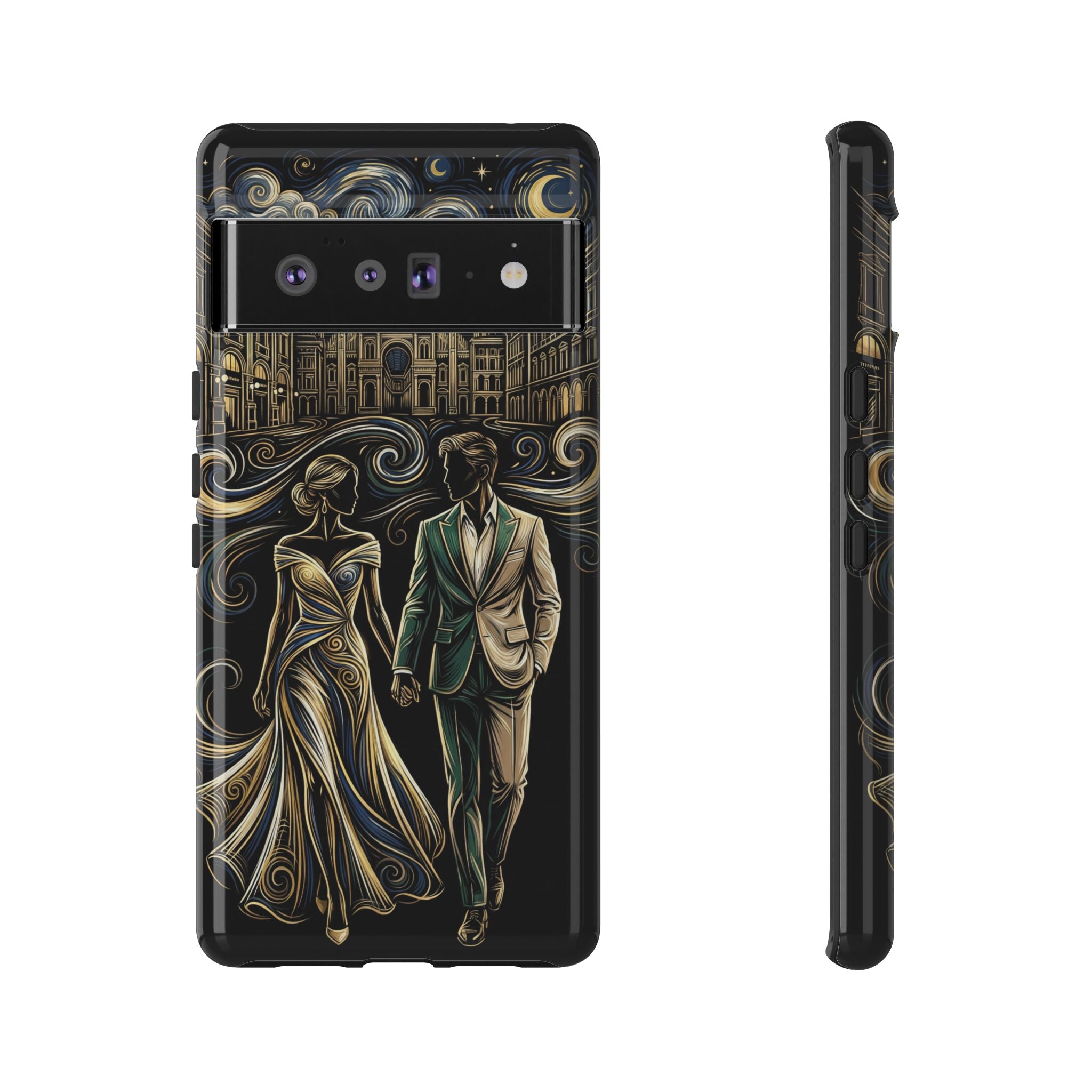 Romantic Night Walk Google Pixel Phone Case | Elegant Couple Art