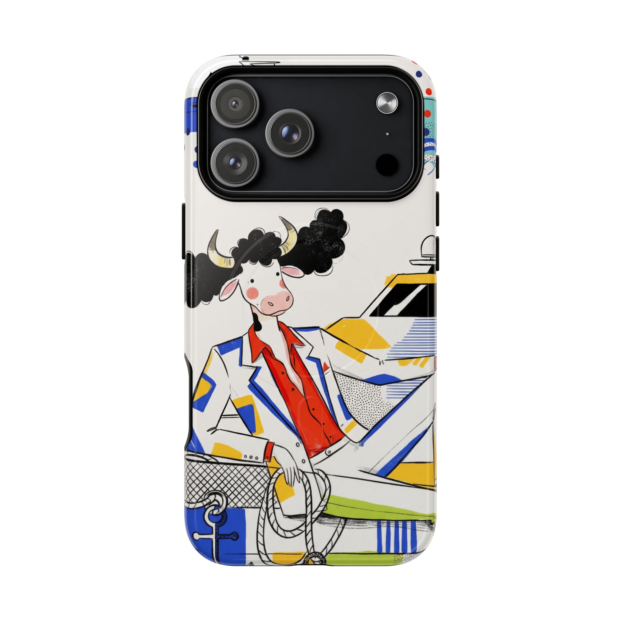 Nautical Cow Graphic Protective MagSafe iPhone Case