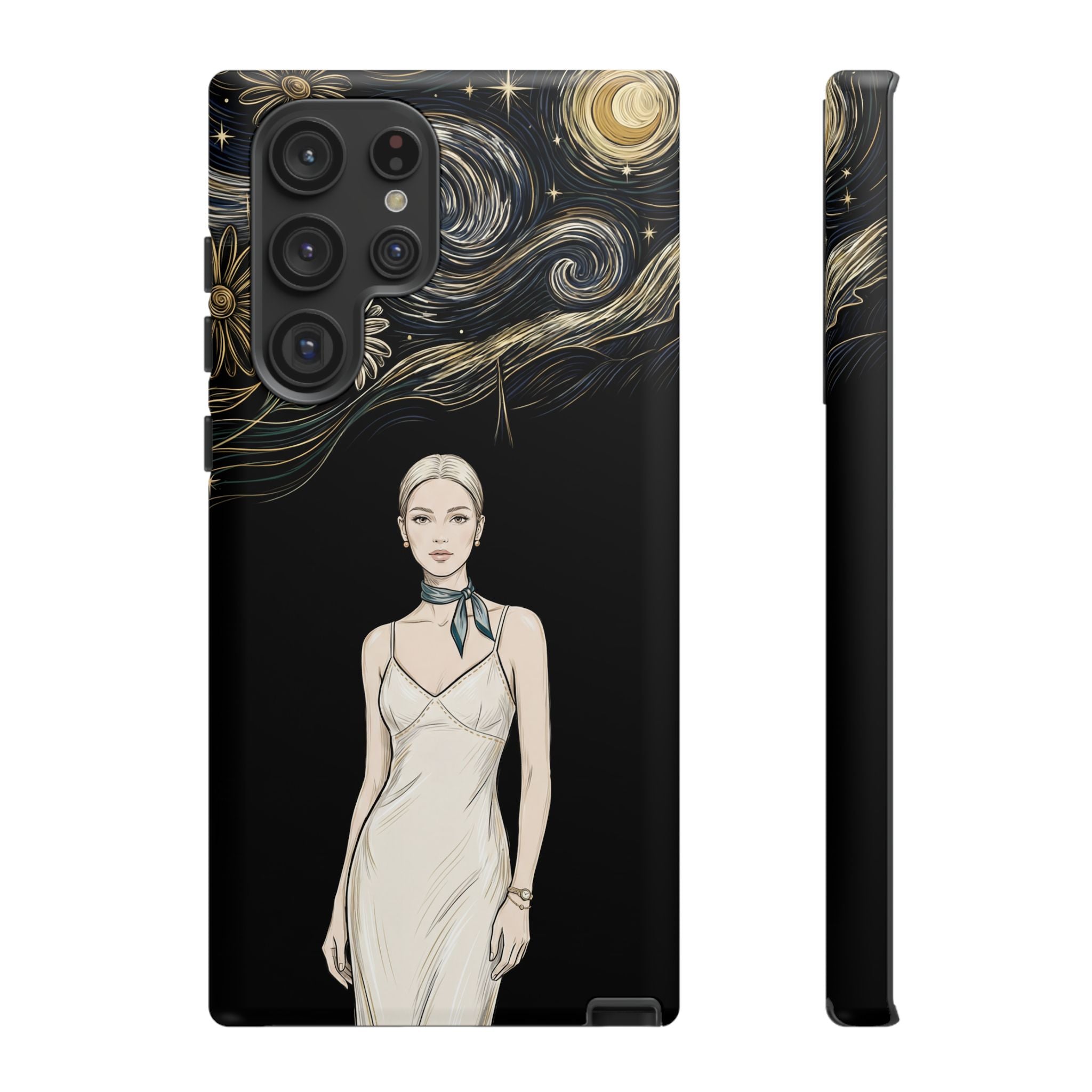 Starry Night Fashion Samsung Galaxy Phone Case | Elegant Woman Illustration