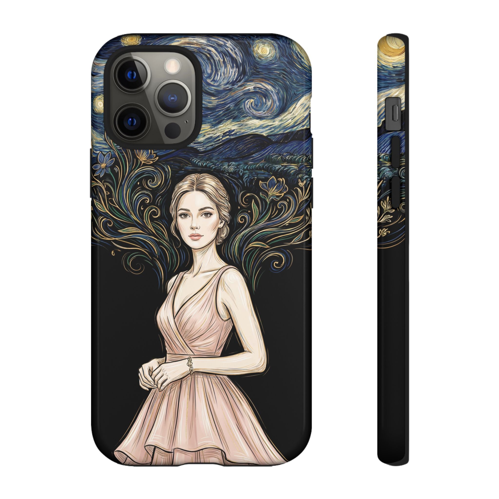 Art Nouveau Starry Night iPhone Case | Elegant Woman Illustration Tough Case