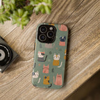 Cute Cat iPhone Case | Whimsical Cat Pattern Cover