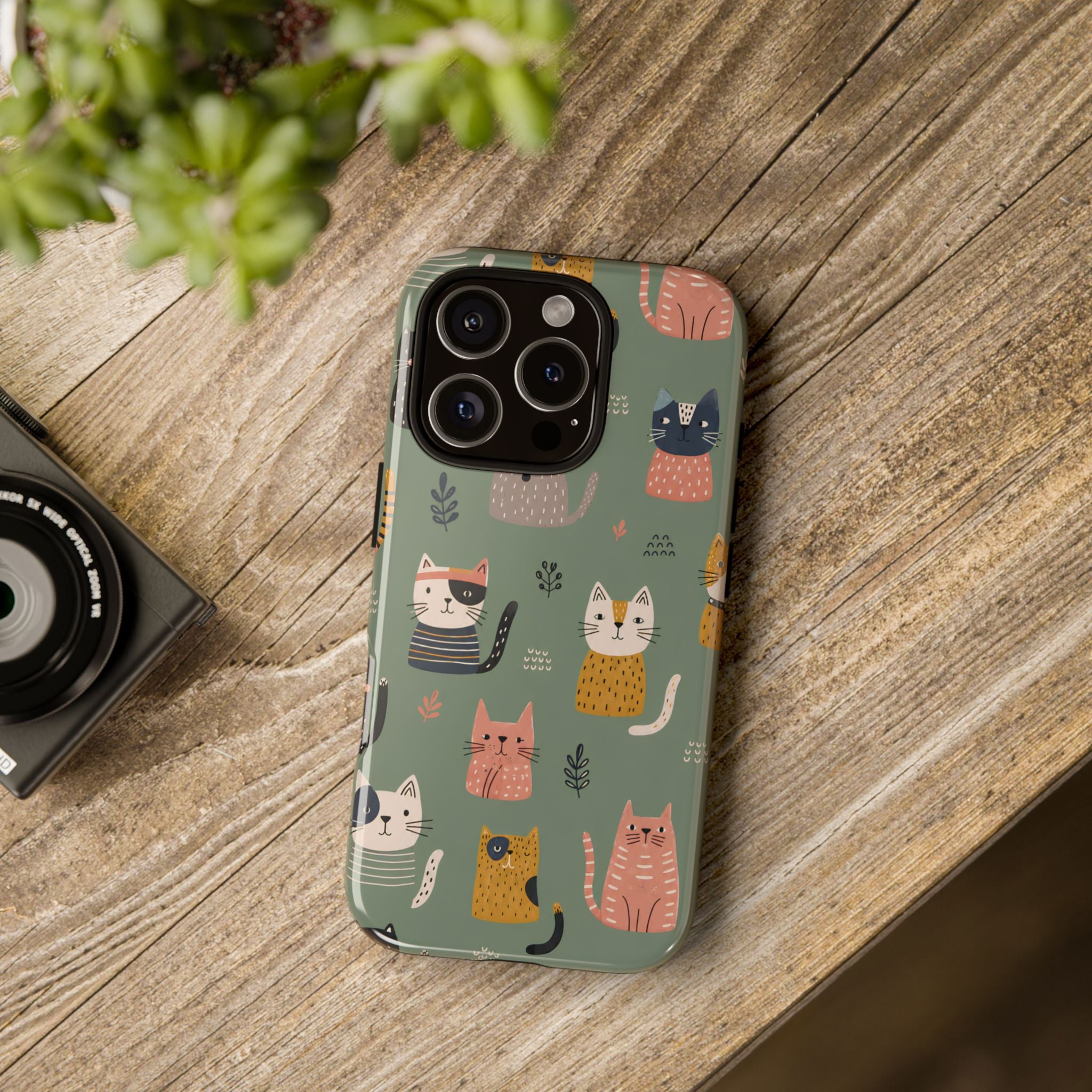 Cute Cat iPhone Case | Whimsical Cat Pattern Cover