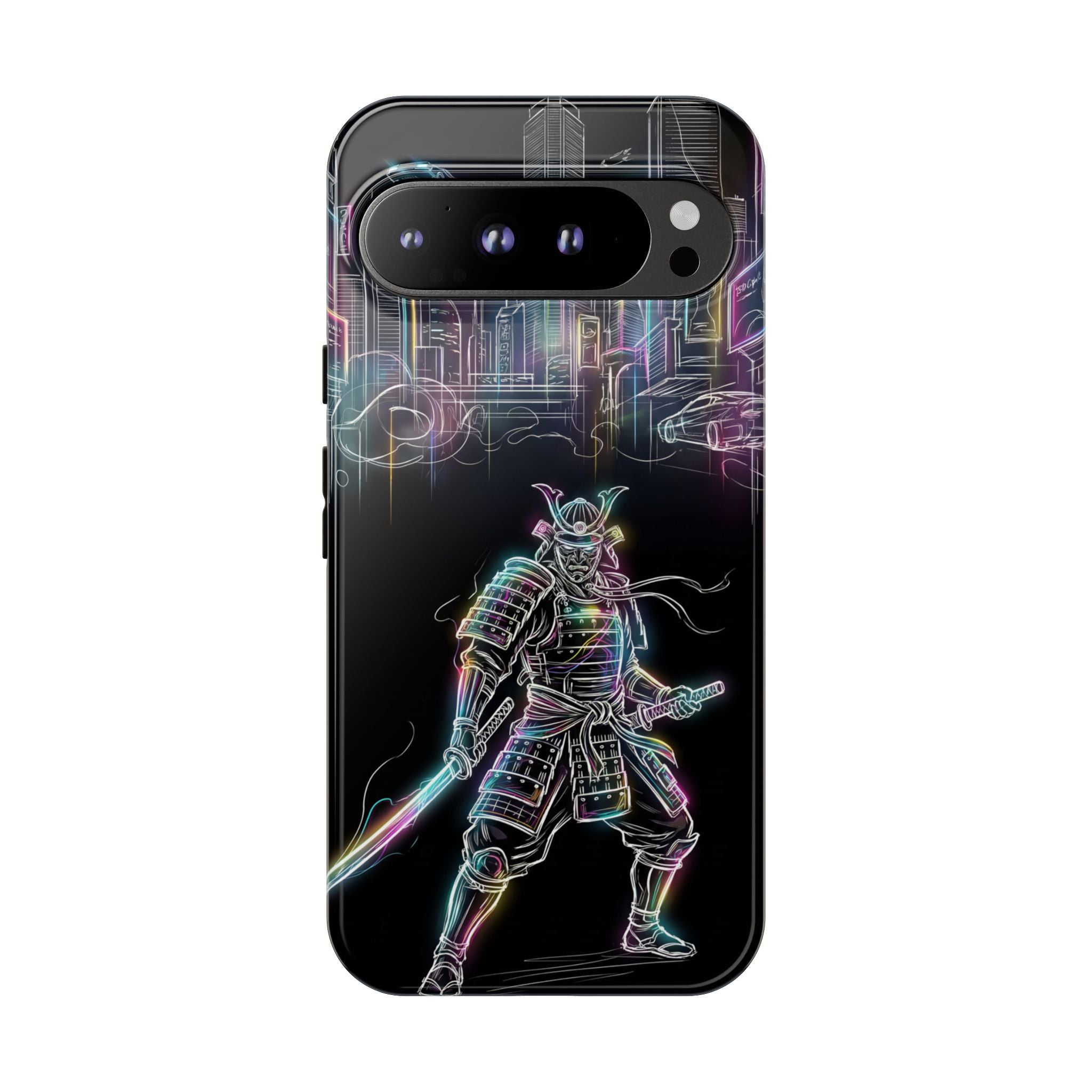 Neon Samurai Google Pixel Phone Case | Cyberpunk City Armor