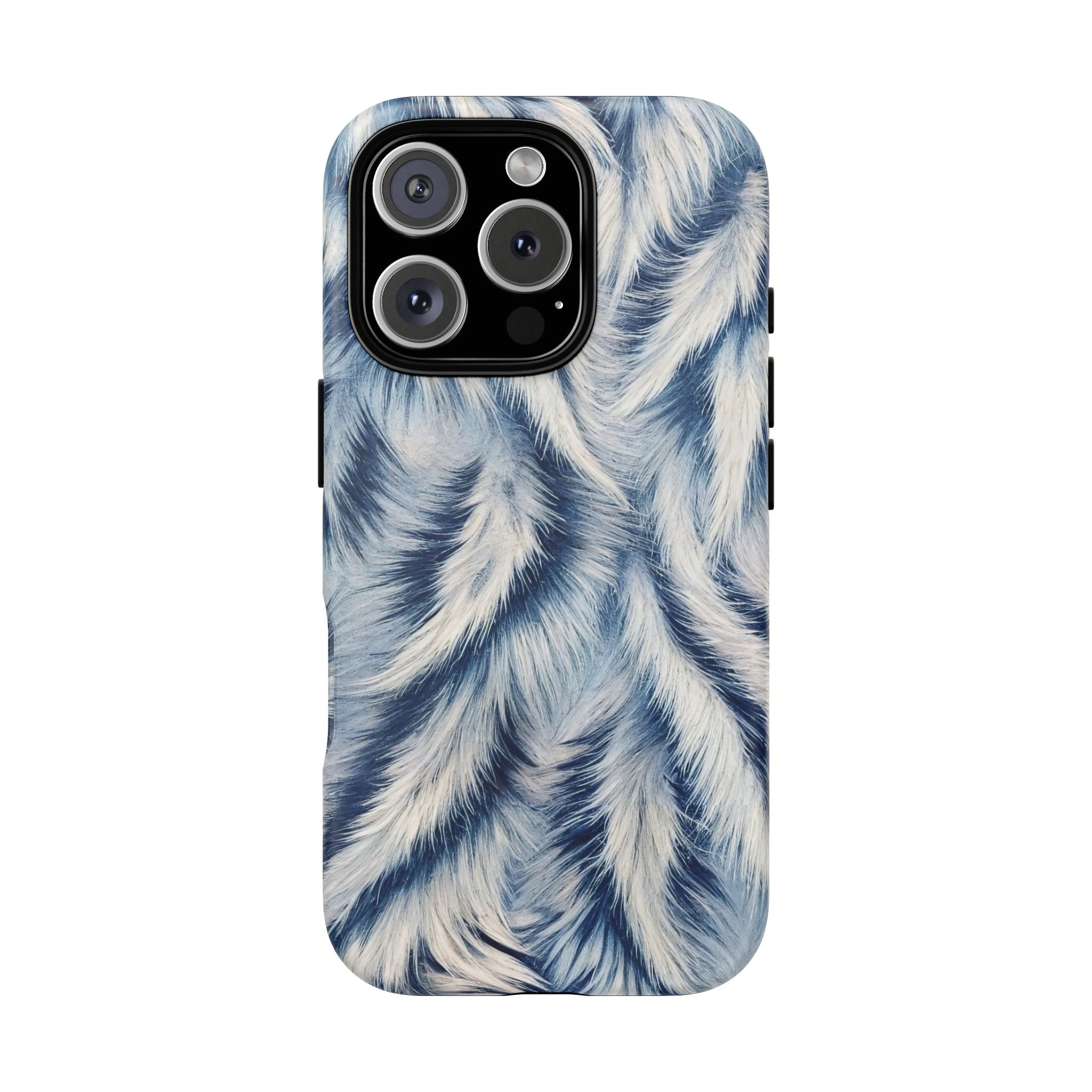 Blue Faux Fur Texture Protective Tough iPhone Case