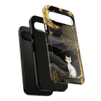 Mystic Night Cat Google Pixel Case | Gold Tree & Stars Tough Case