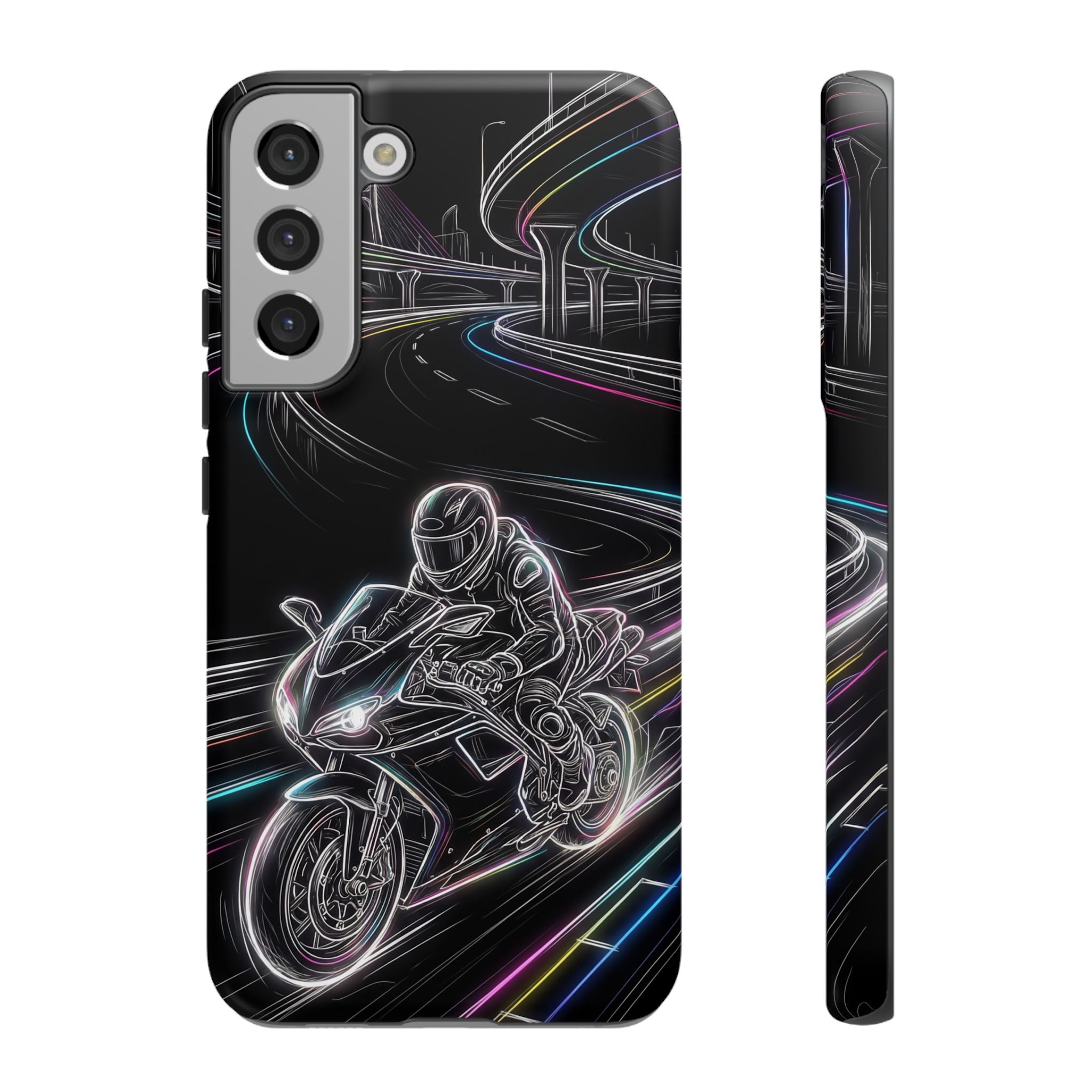 Neon Night Rider Samsung Galaxy Phone Case | Motorcycle Racing Protective Cover