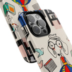 Cute Dachshund Dog Illustration iPhone Case | Colorful Whimsical Book & Bird Design
