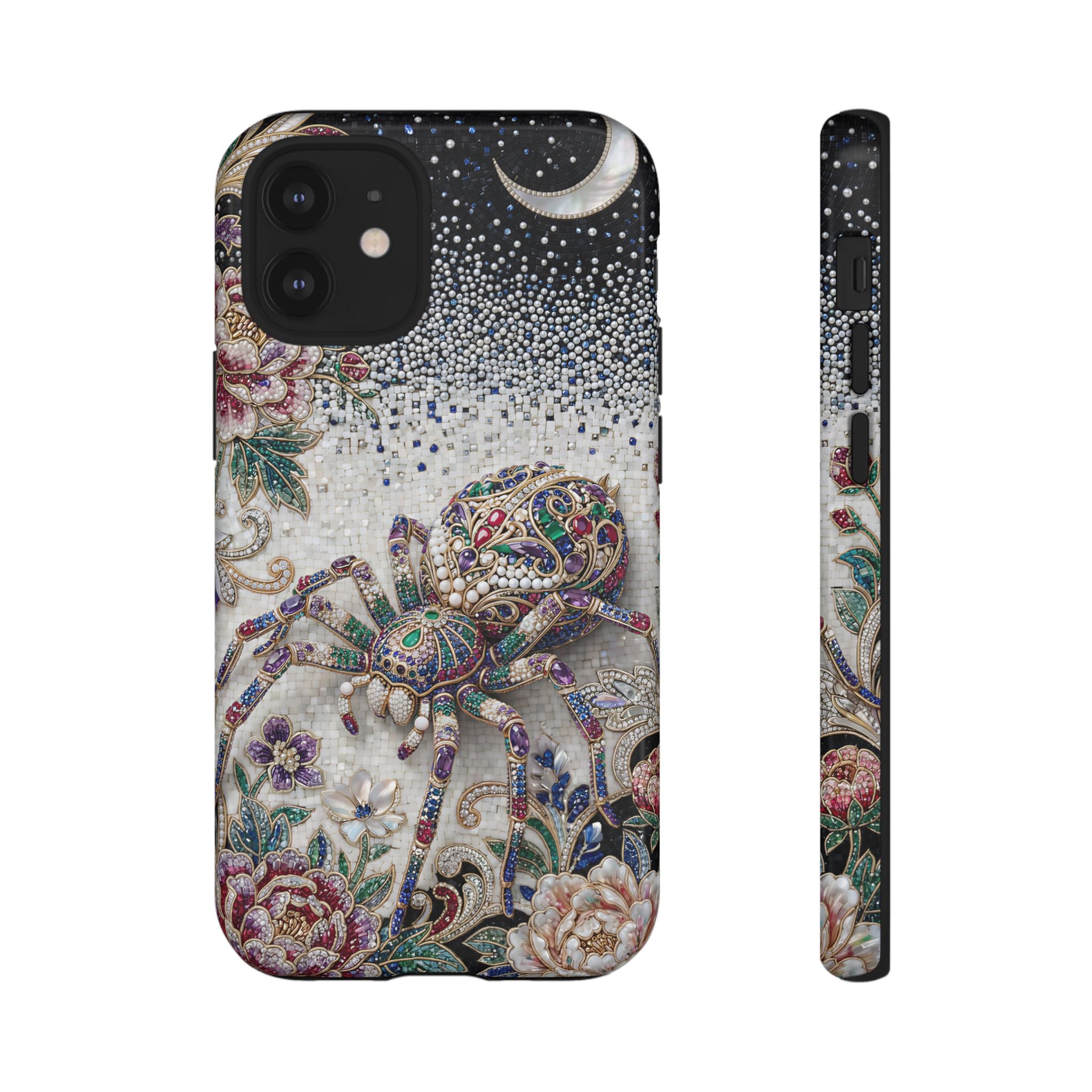 Gemstone Spider Moon iPhone Case | Boho Floral Protective Tough Case
