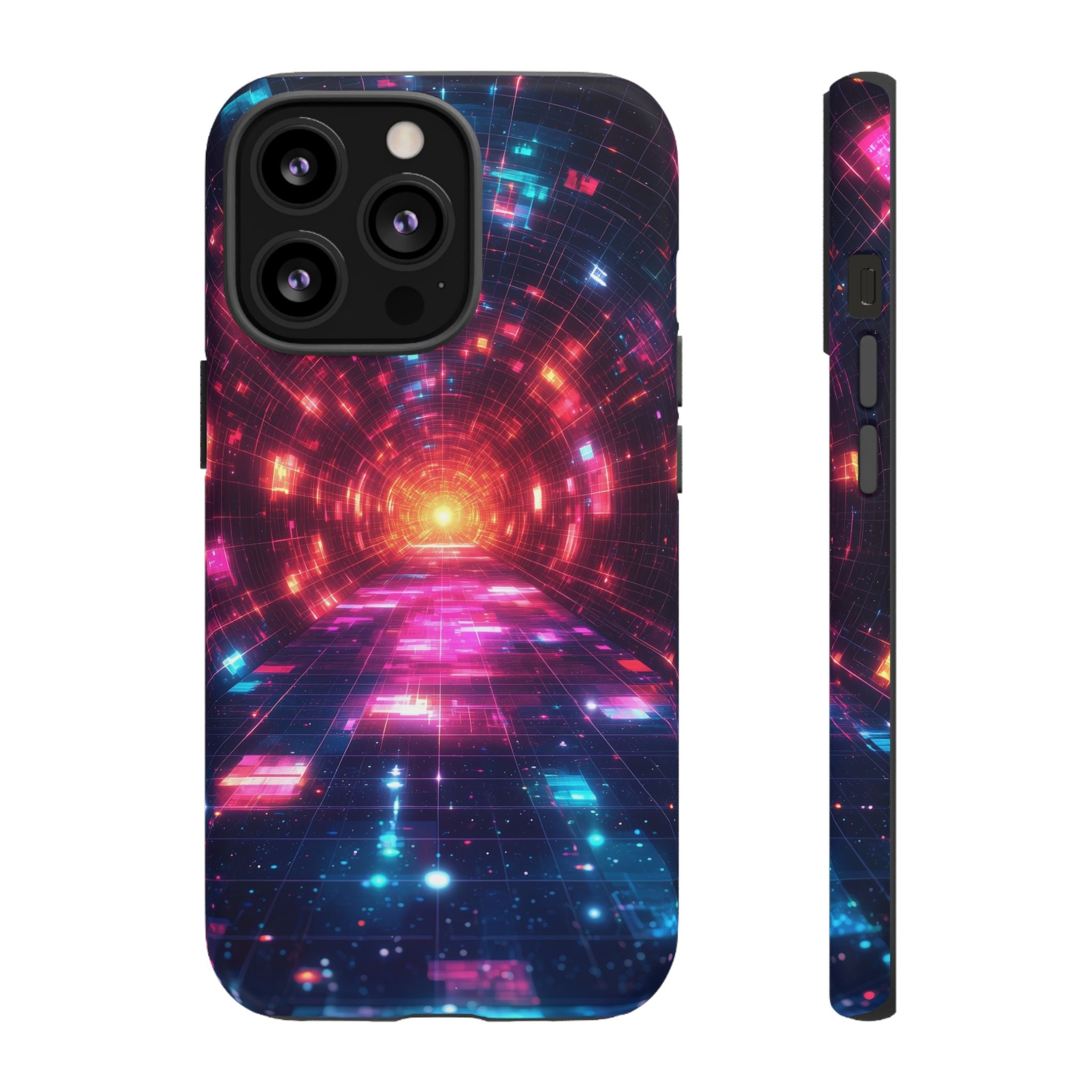 Neon Tunnel Tough iPhone Case — Retro Futuristic Galaxy Design