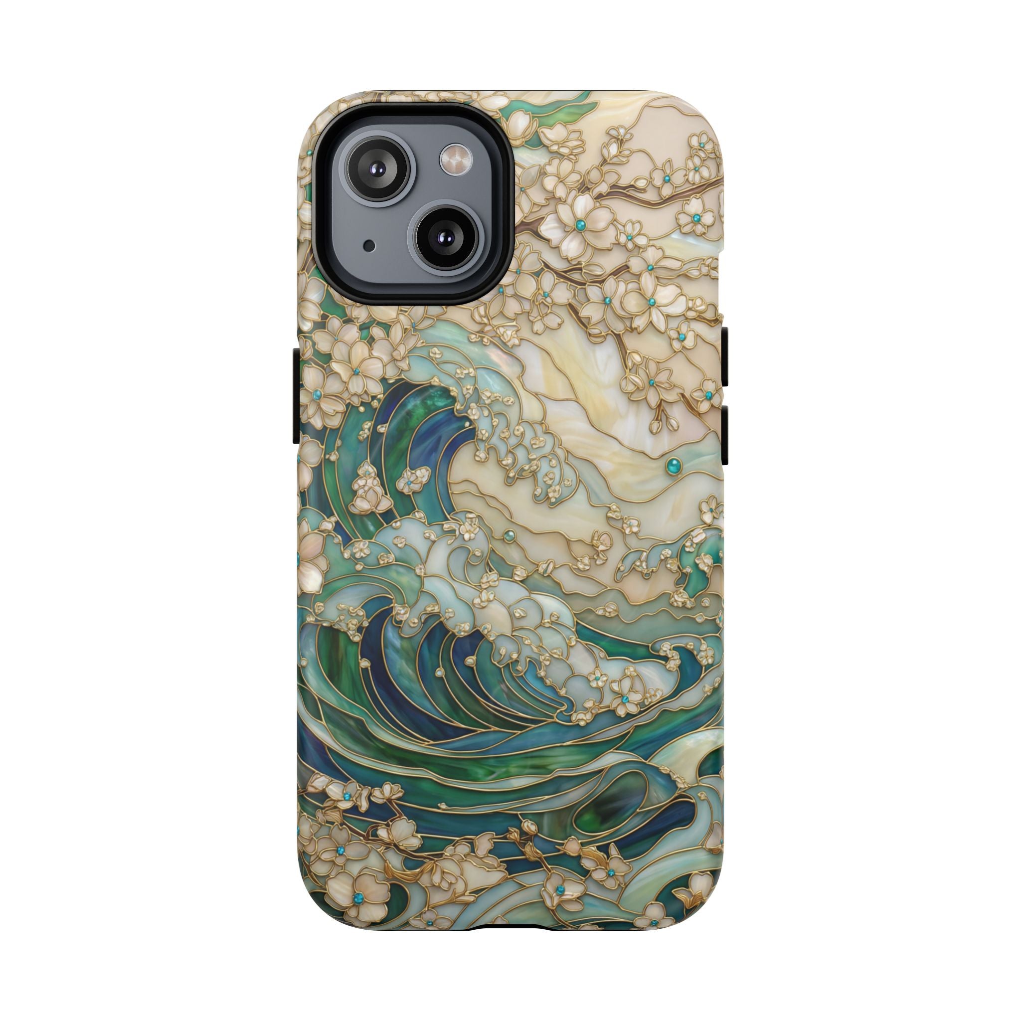 Custodia MagSafe per iPhone Ocean Wave — Custodia resistente con design artistico color acquamarina