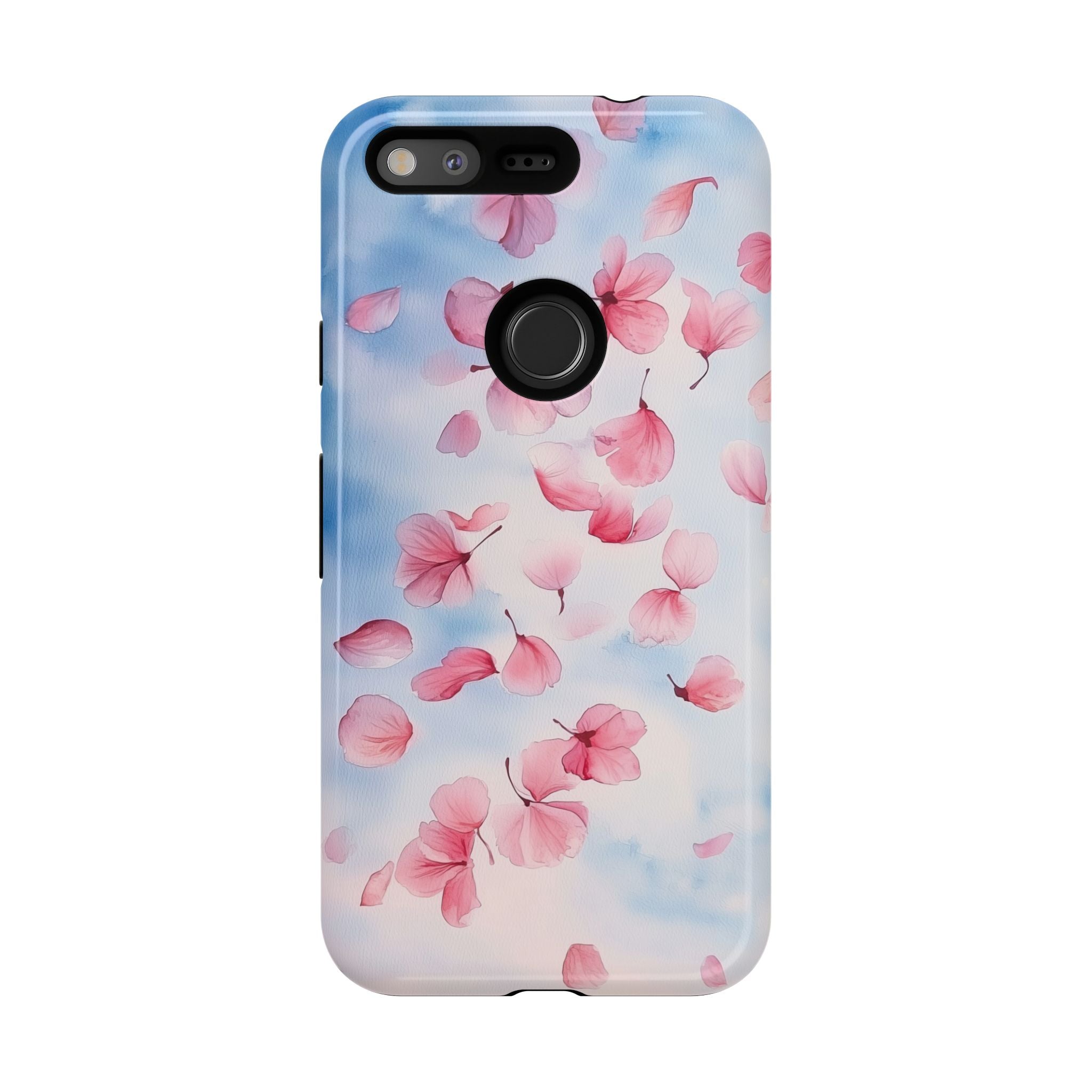 Floral Petal Tough Google Pixel Case | Pink Falling Blossoms