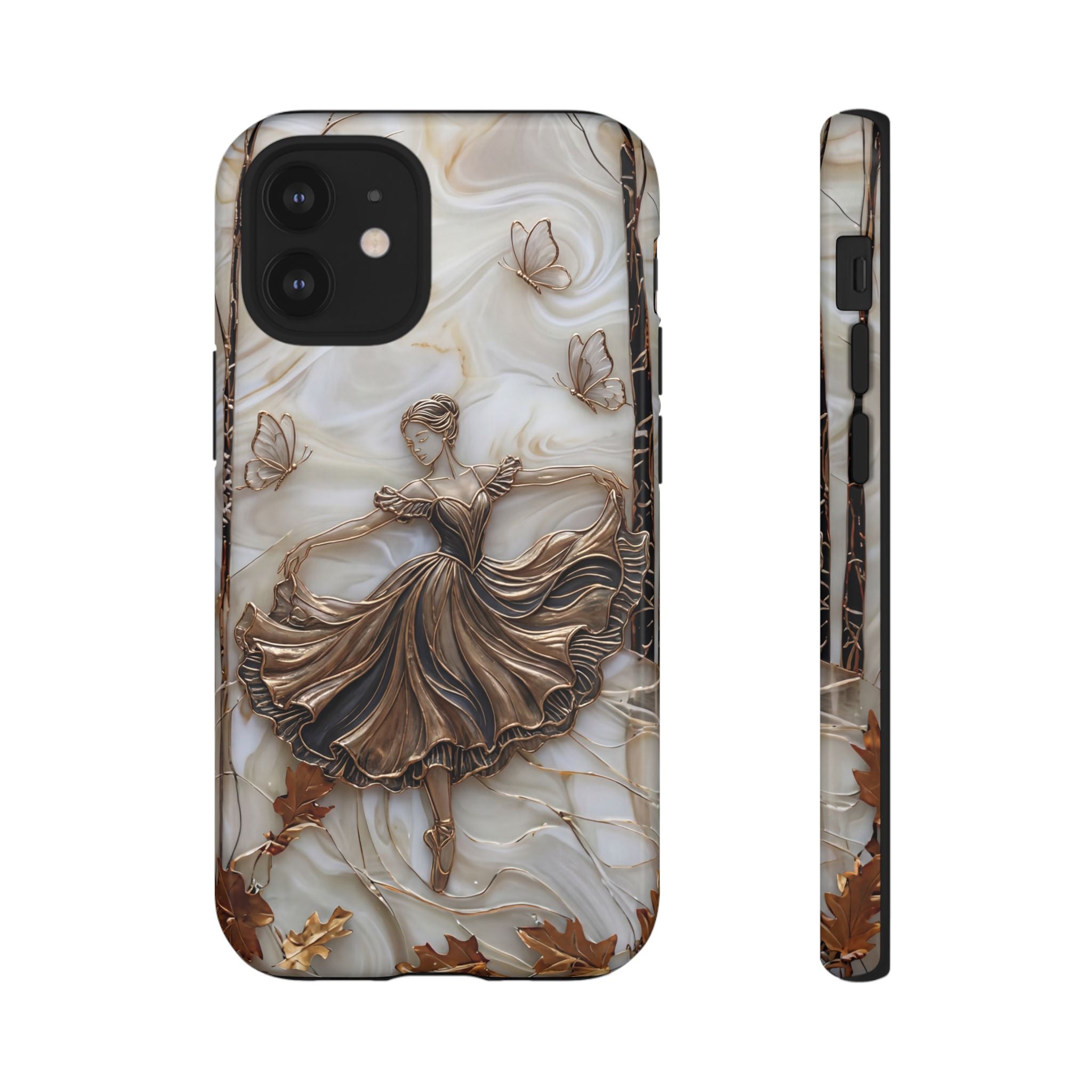 Elegant Bronze Ballerina Dance Design iPhone Case